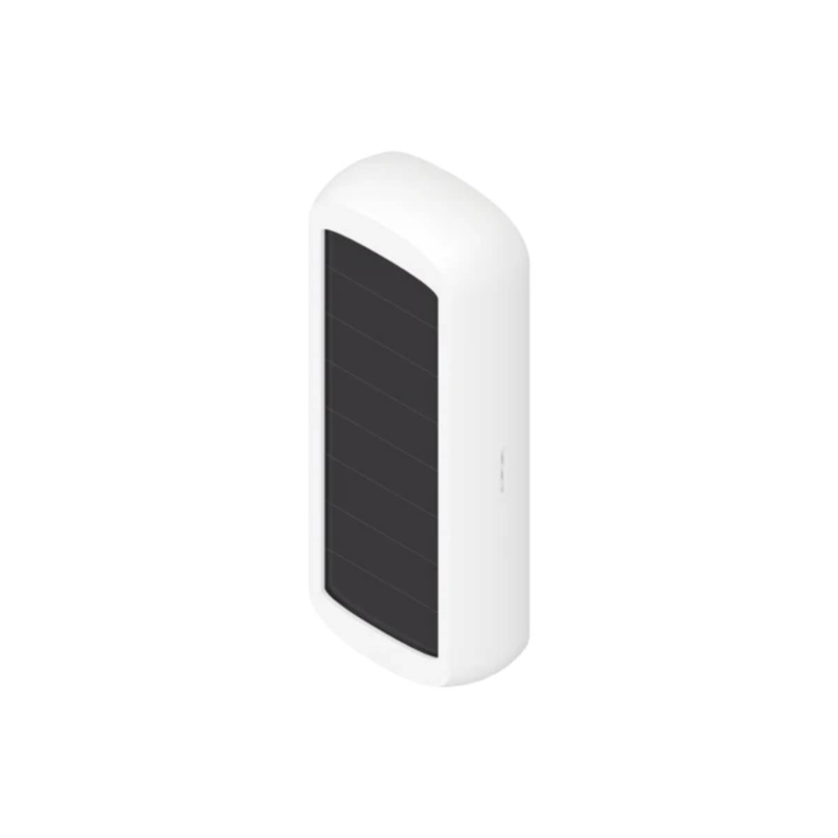 Un sensore bianco con lamelle nere su sfondo bianco.