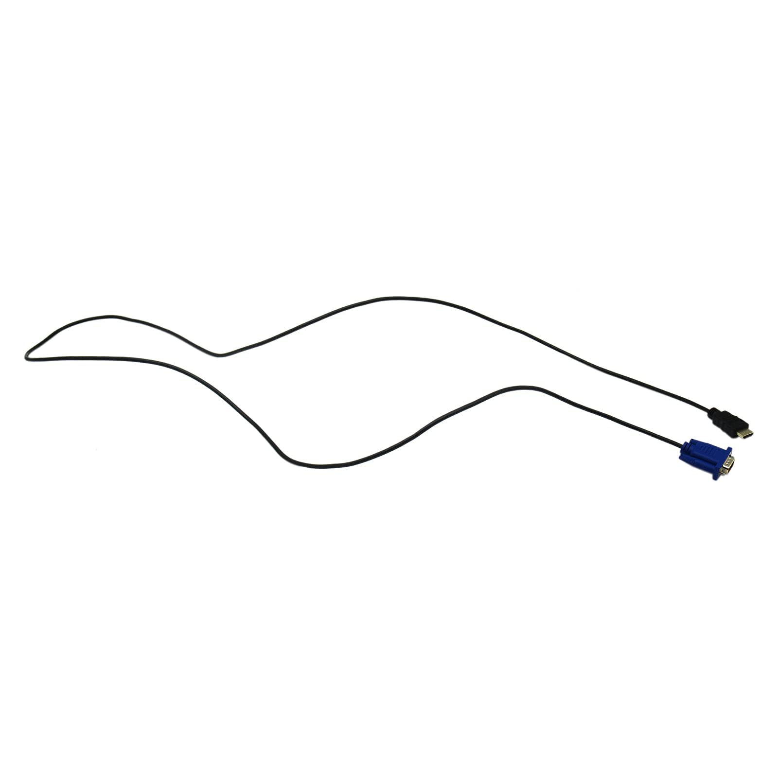 Schwarzes Kabel mit blauem und schwarzem Stecker. Das Kabel liegt vor weißem Hintergrund.