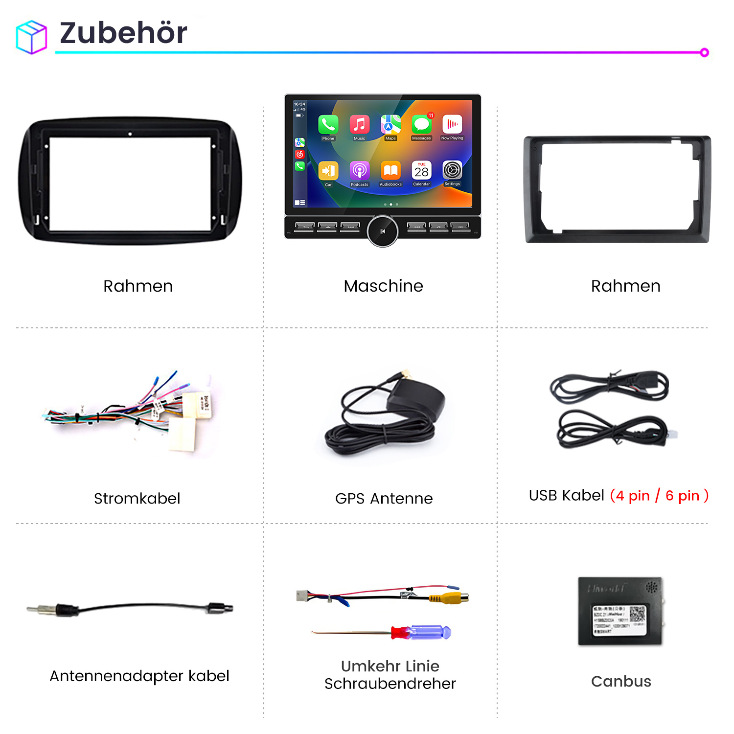 Autoradio Android 6GB RAM Per Smart Fortwo 453 2014-2020 – 8 Pollici, CarPlay, Android Auto, Bluetooth, GPS E Comandi Al Volante