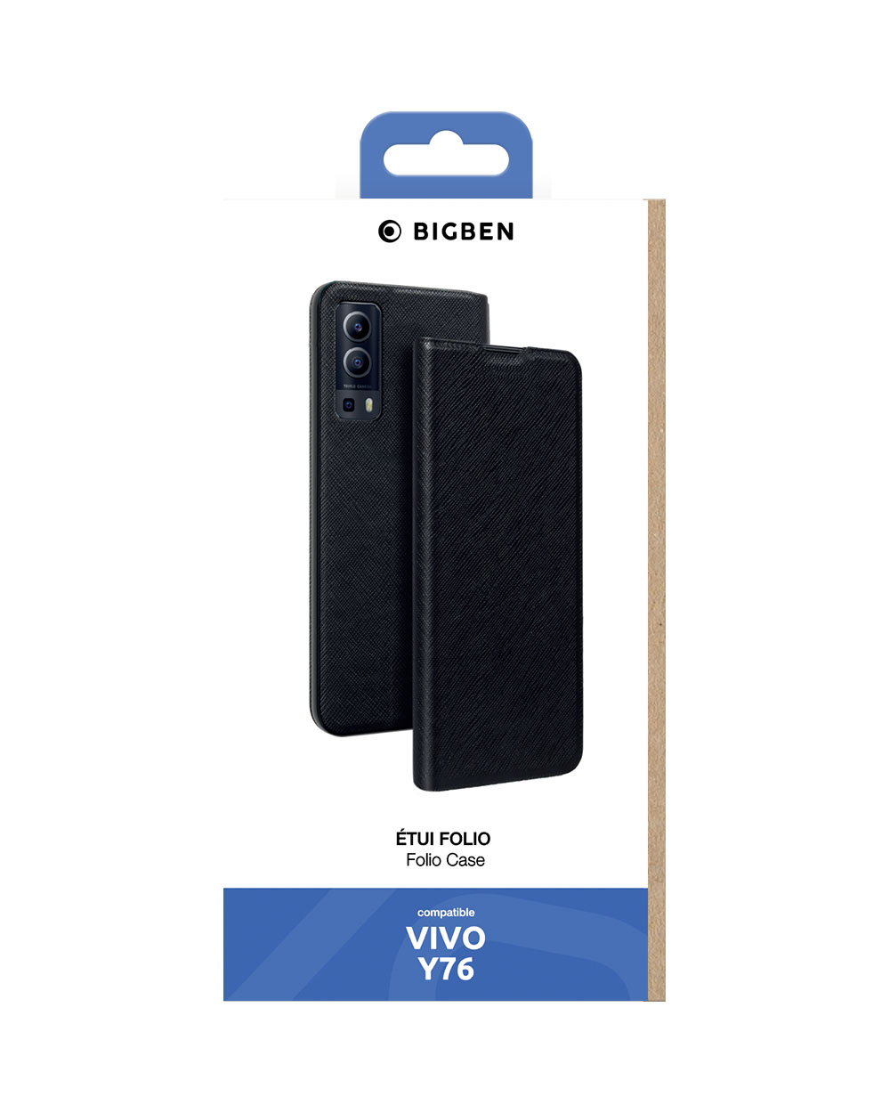 Una scatola di custodia per telefono nera con un telefono all'interno e il marchio BIGBEN.