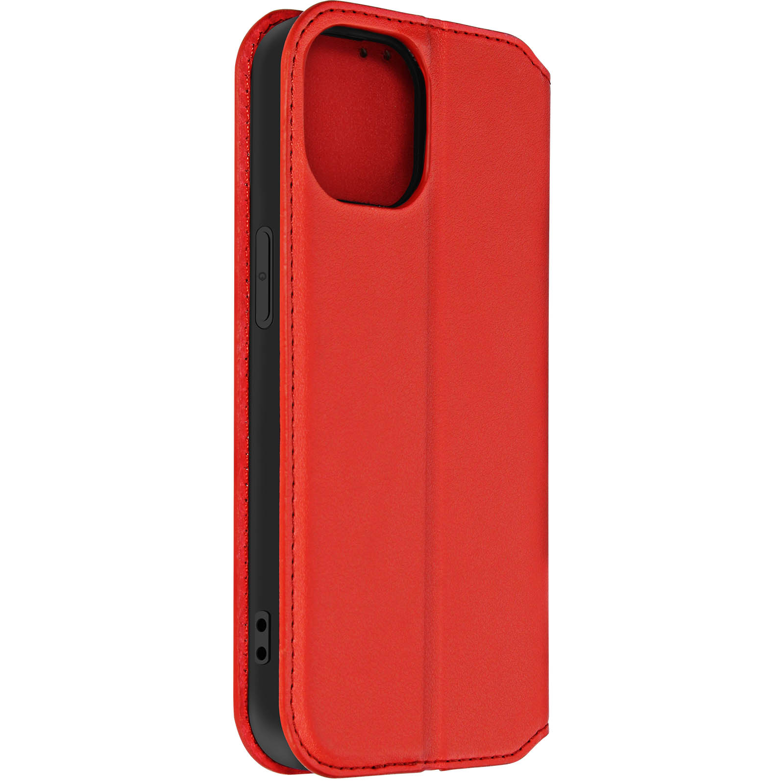 Custodia rossa. Telefono dentro. Copertura chiusa.
