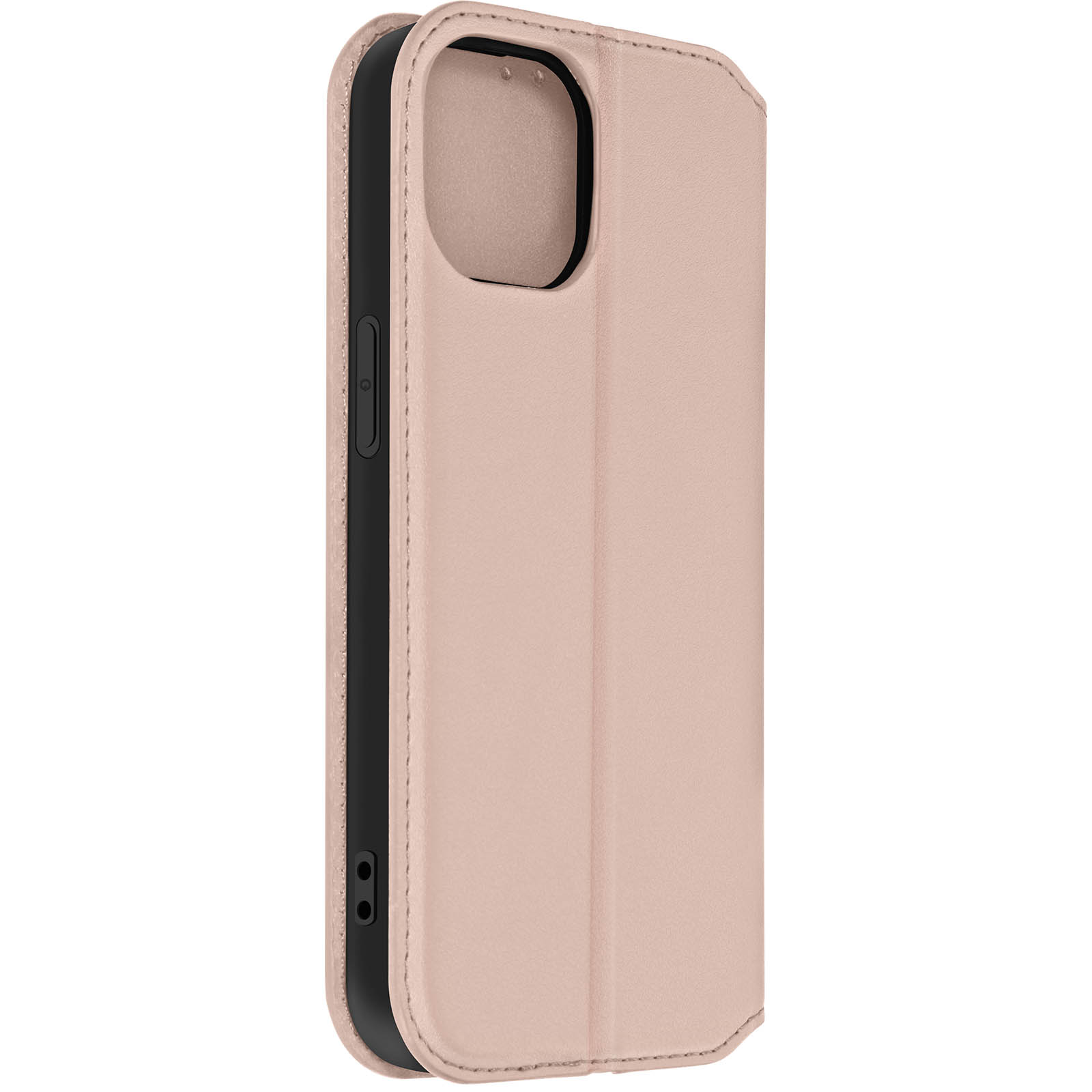 Custodia per telefono rosa, chiusa. Design semplice con chiusura magnetica.