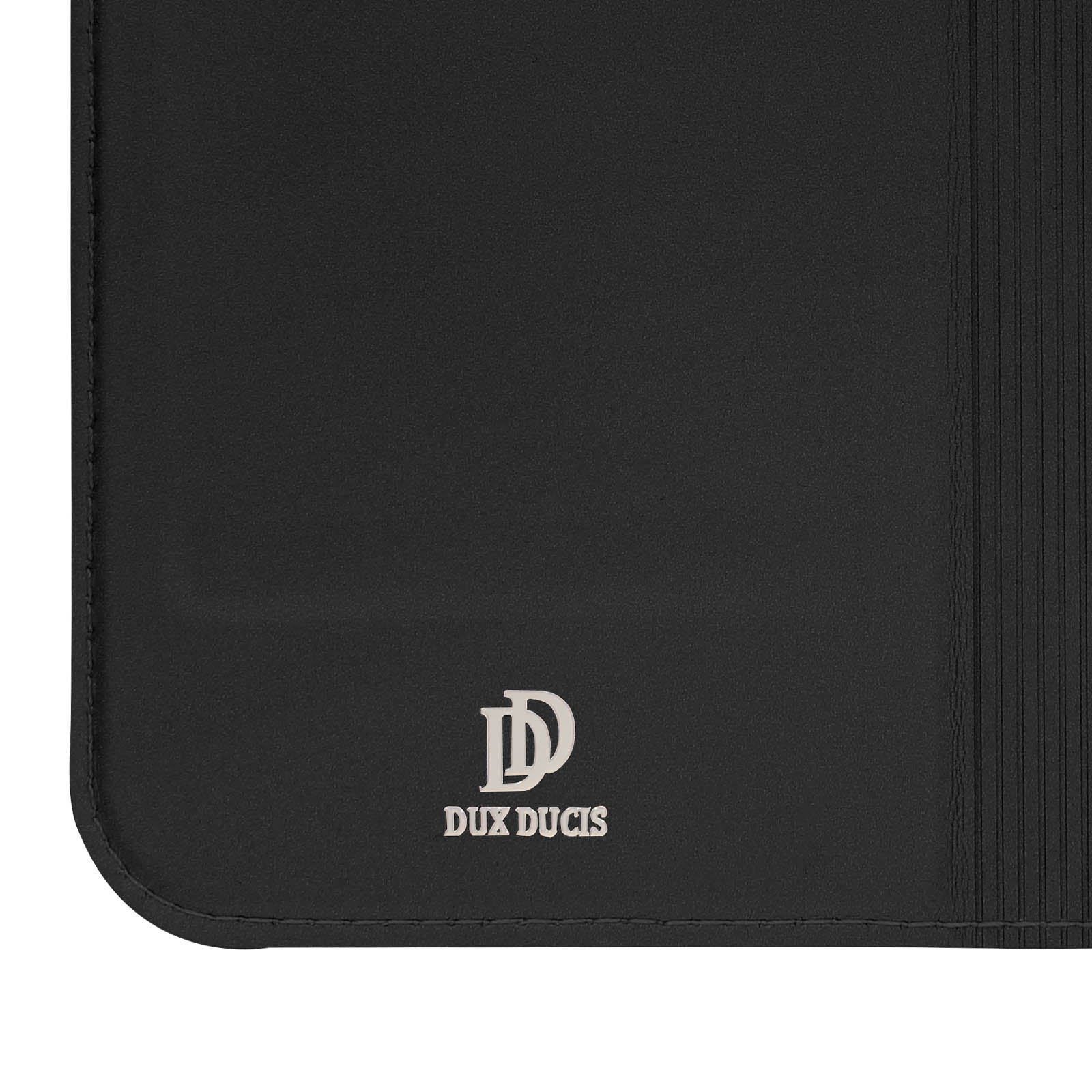 Un tapis de souris noir avec le texte DUX DUCIS et le logo en blanc.