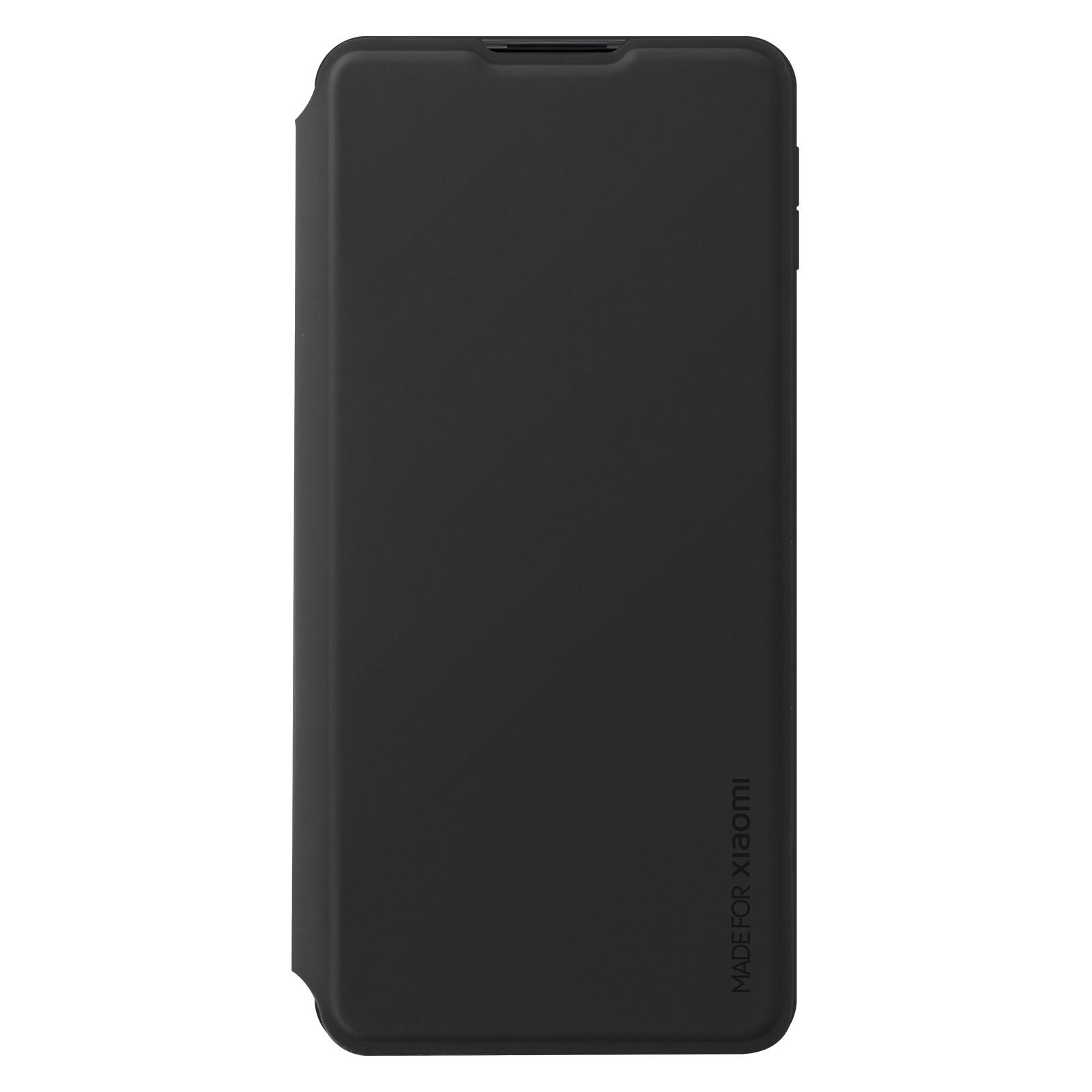 Schwarze Handyhülle mit dem Text 'MADE FOR XIAOMI'. Weißer Hintergrund, schlichtes Design.