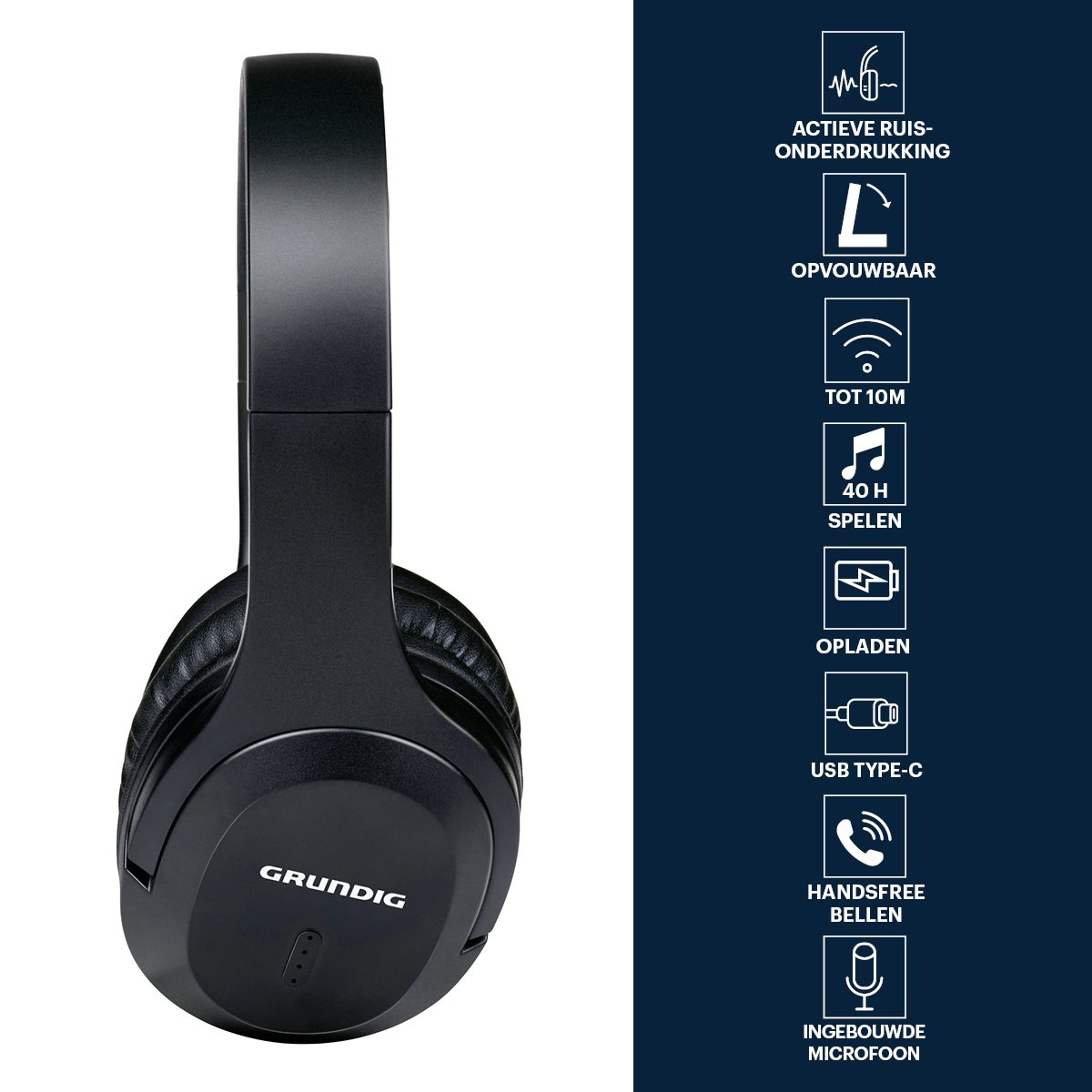 GRUNDIG MEGREL5710/0023 CUFFIE BLUETOOTH, Nero