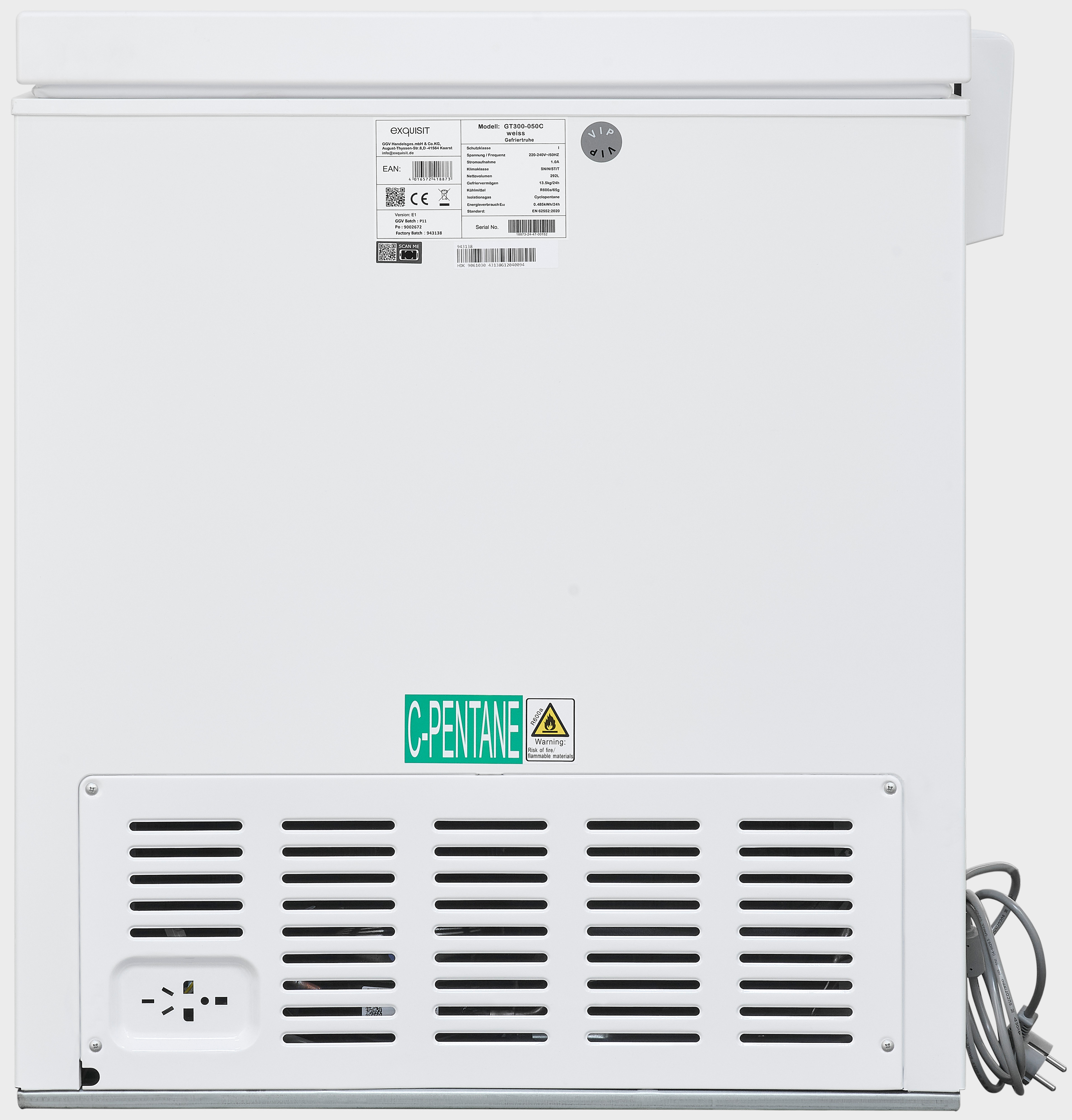 EXQUISIT GT300-050C Gefriertruhe (C, 83,5 cm hoch)