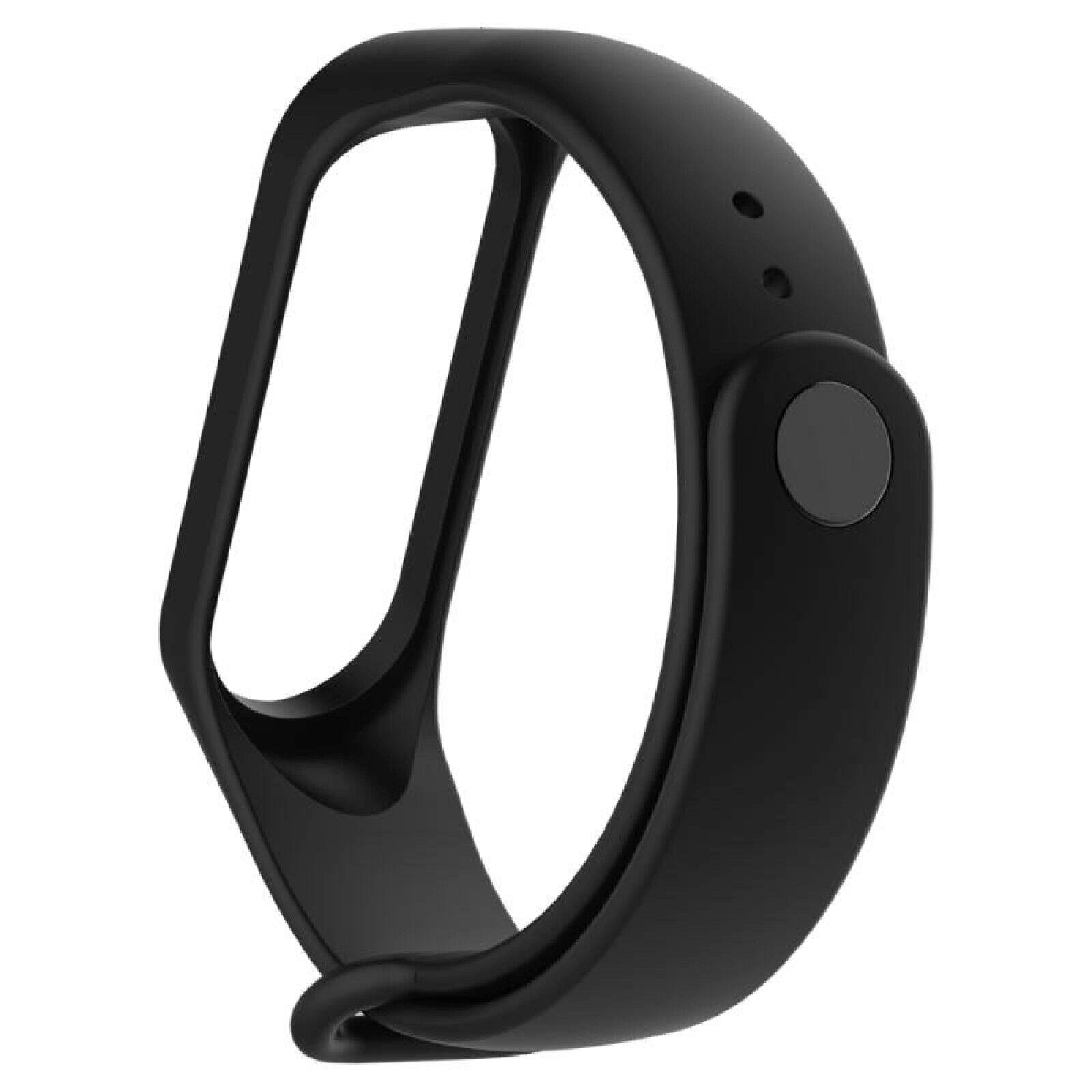 Schwarzes Smartwatch-Armband mit geschwungenem Design und kreisförmigem Verschluss.