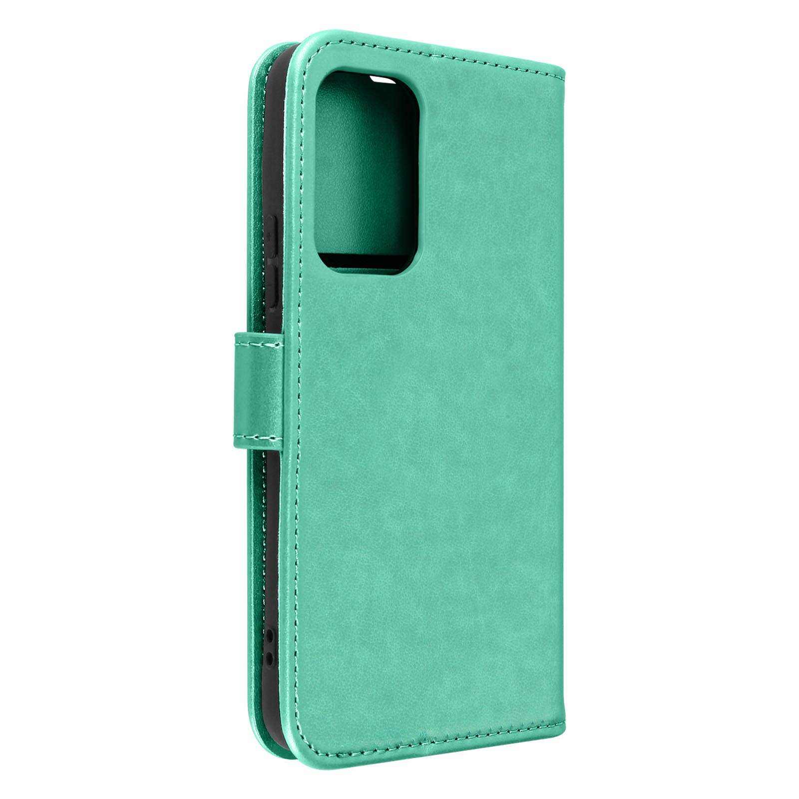 Custodia verde per telefono con un telefono dentro.