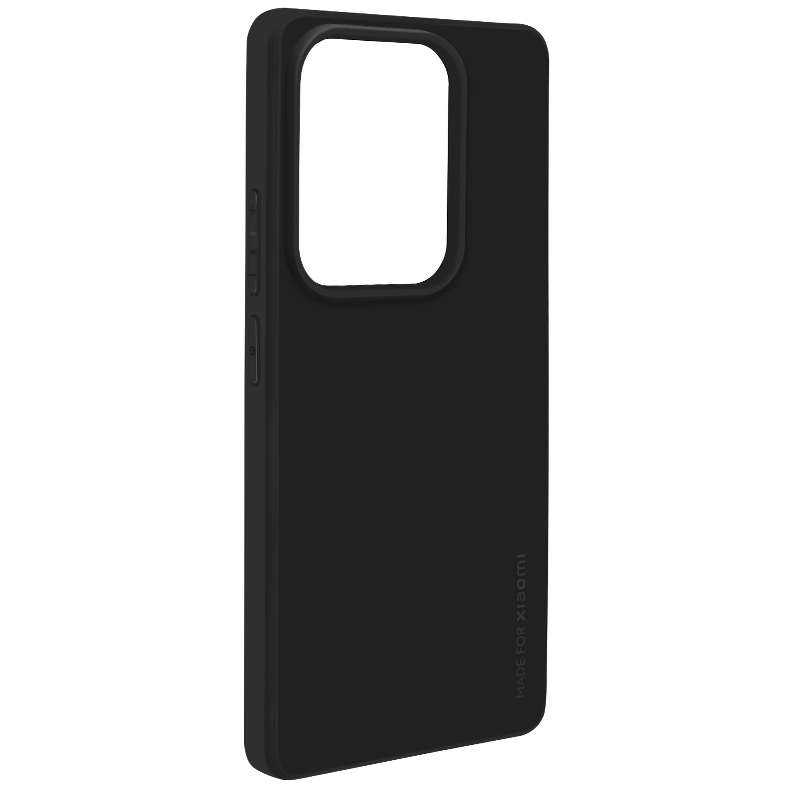 Schwarze Handyhülle mit Kameraausschnitt und dem Schriftzug 'MADE FOR XIAOMI'.