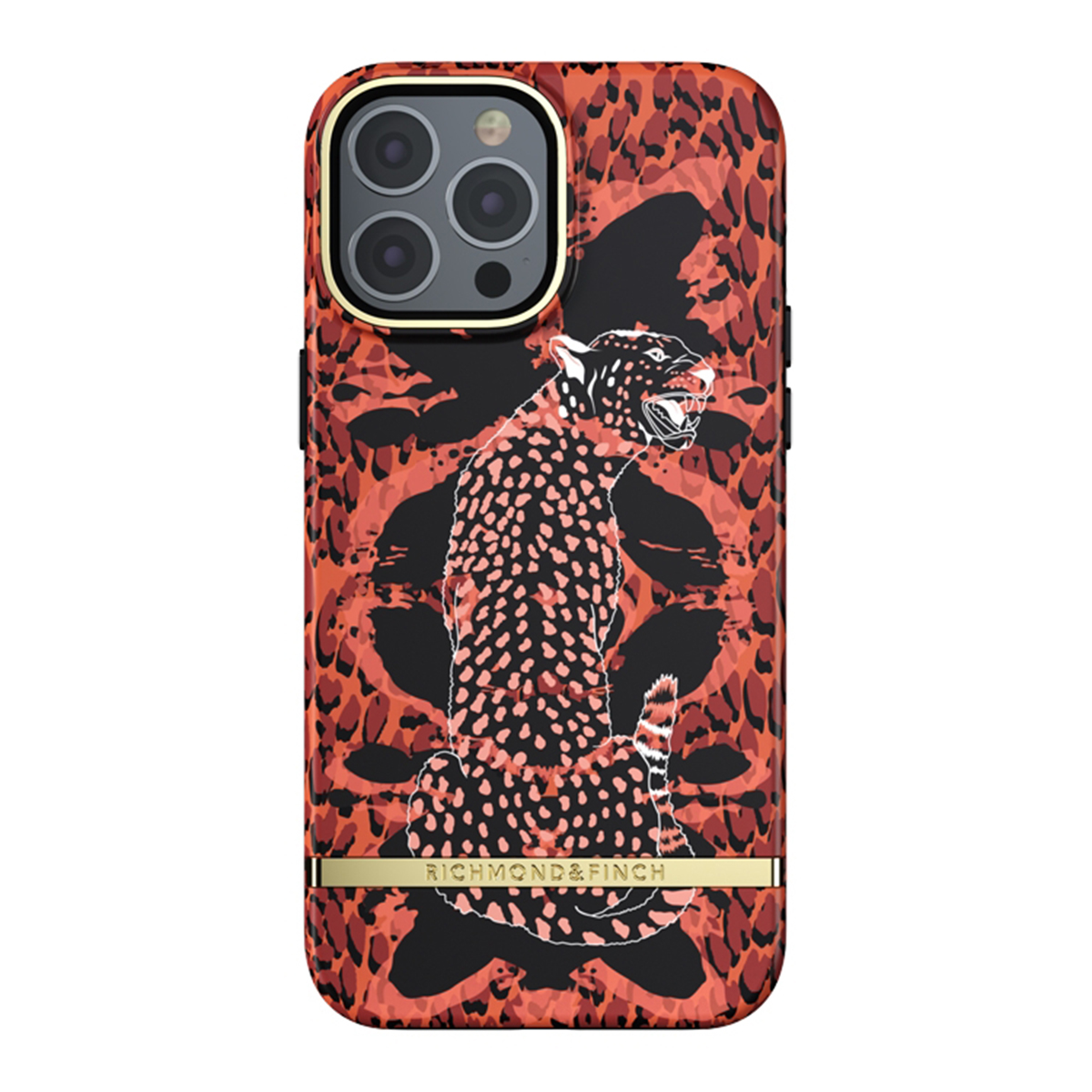 Custodia per telefono con design leopardato. Illustrazione di ghepardo con il marchio RICHMOND & FINCH.