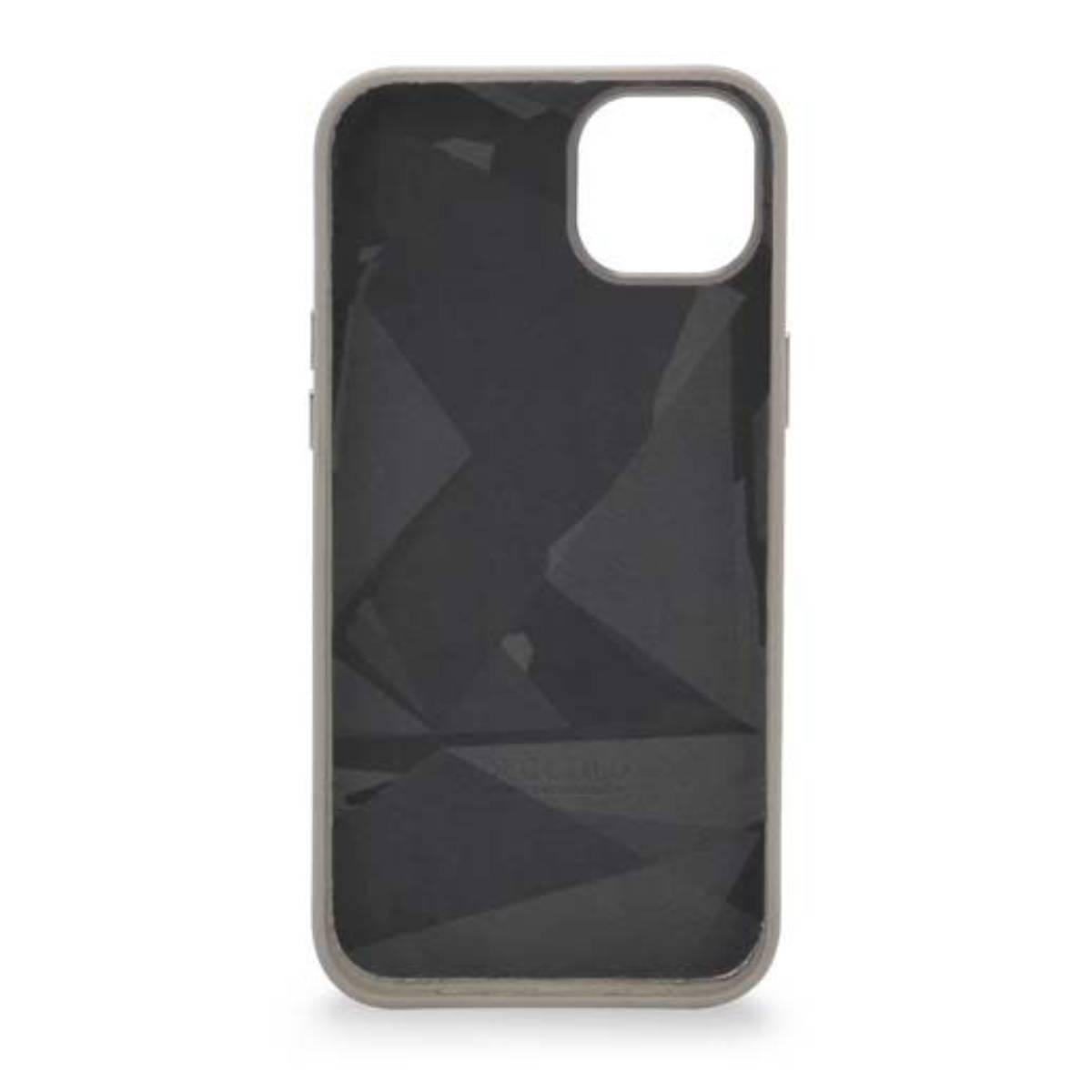 Custodia per iPhone nera con motivo geometrico. La custodia è di un semplice colore solido con forme grigio scuro.