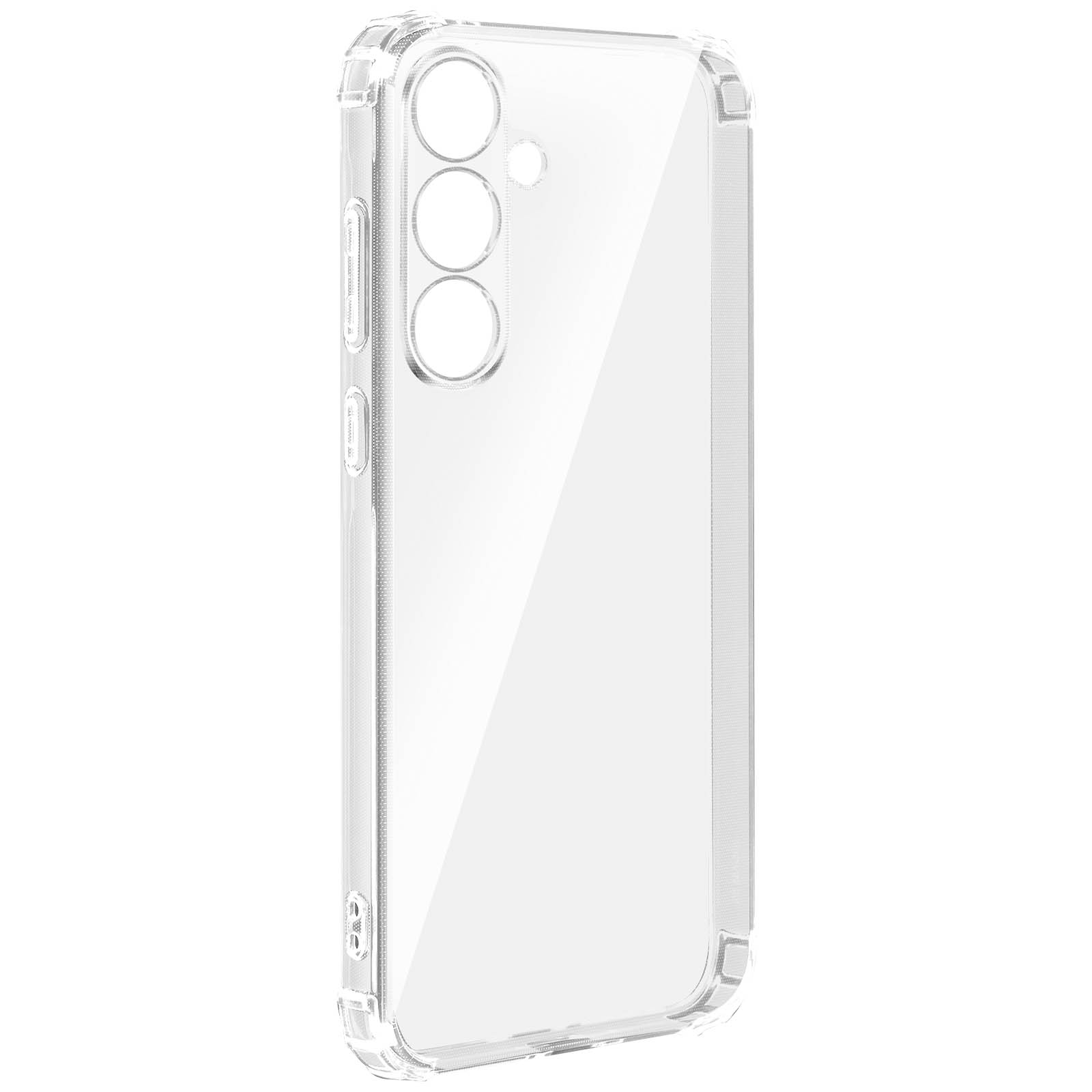 Custodia trasparente, visibile, con le aperture della fotocamera ben visibili.