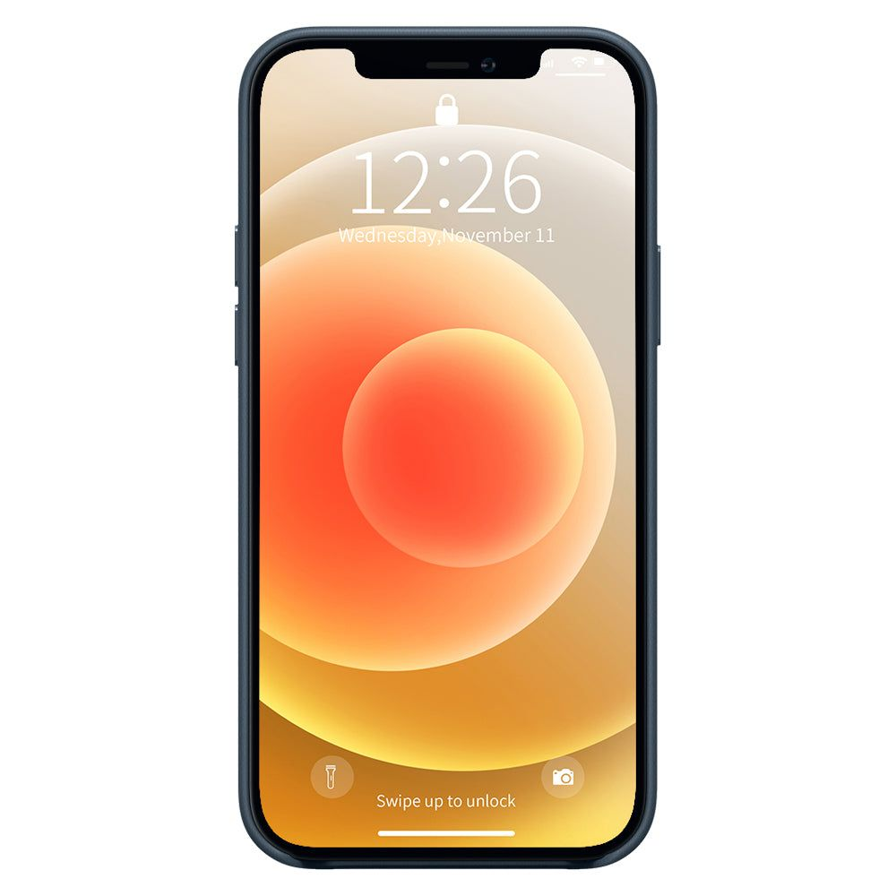 Uno schermo di smartphone che mostra una schermata di blocco con un orologio e le parole "Scorri verso l'alto per sbloccare".