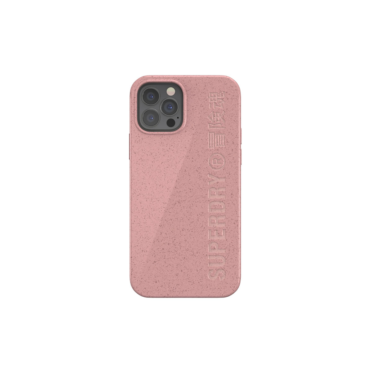 Custodia per telefono rosa con la scritta 'SUPERDRY' in rilievo.