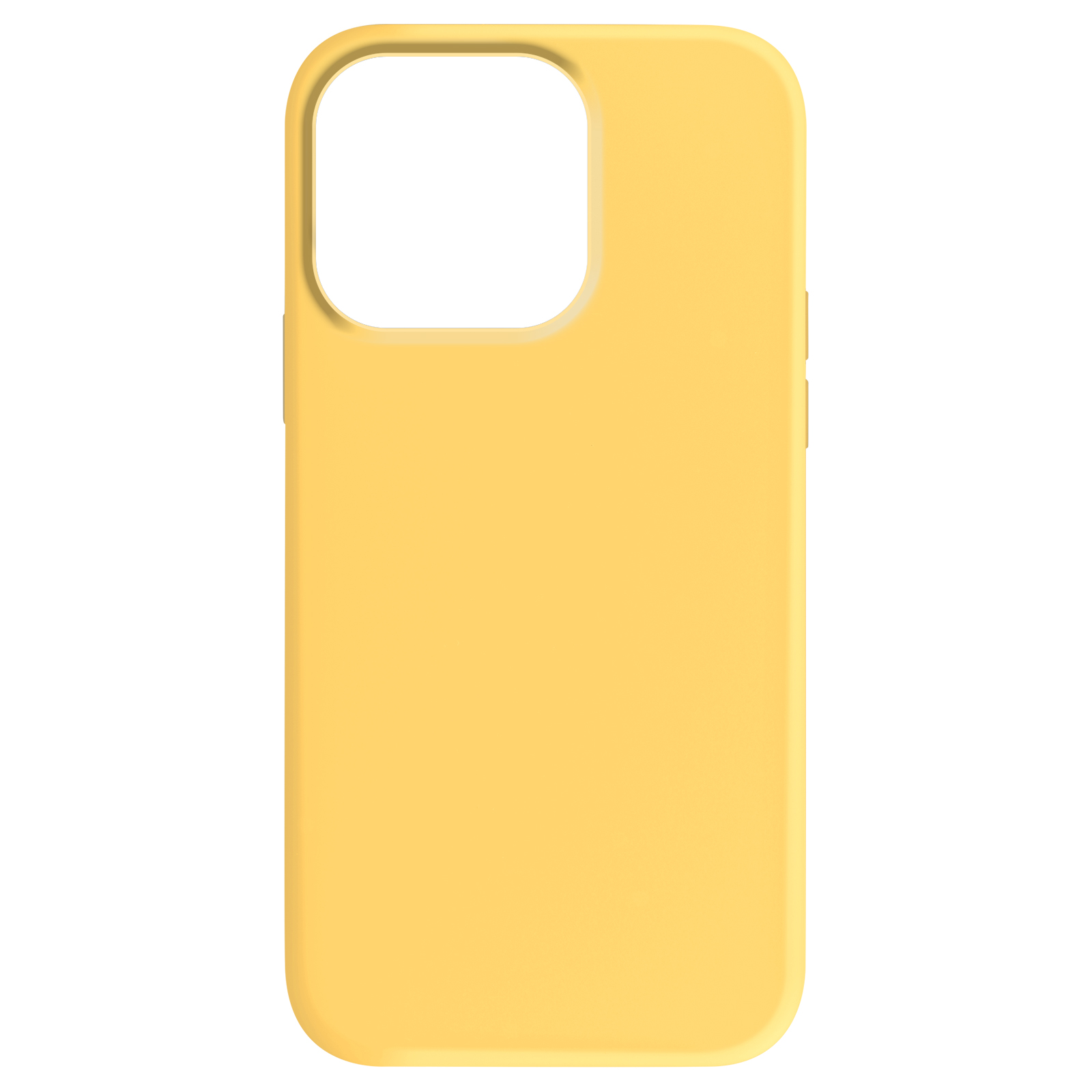 Custodia per telefono gialla con ritaglio per la fotocamera.