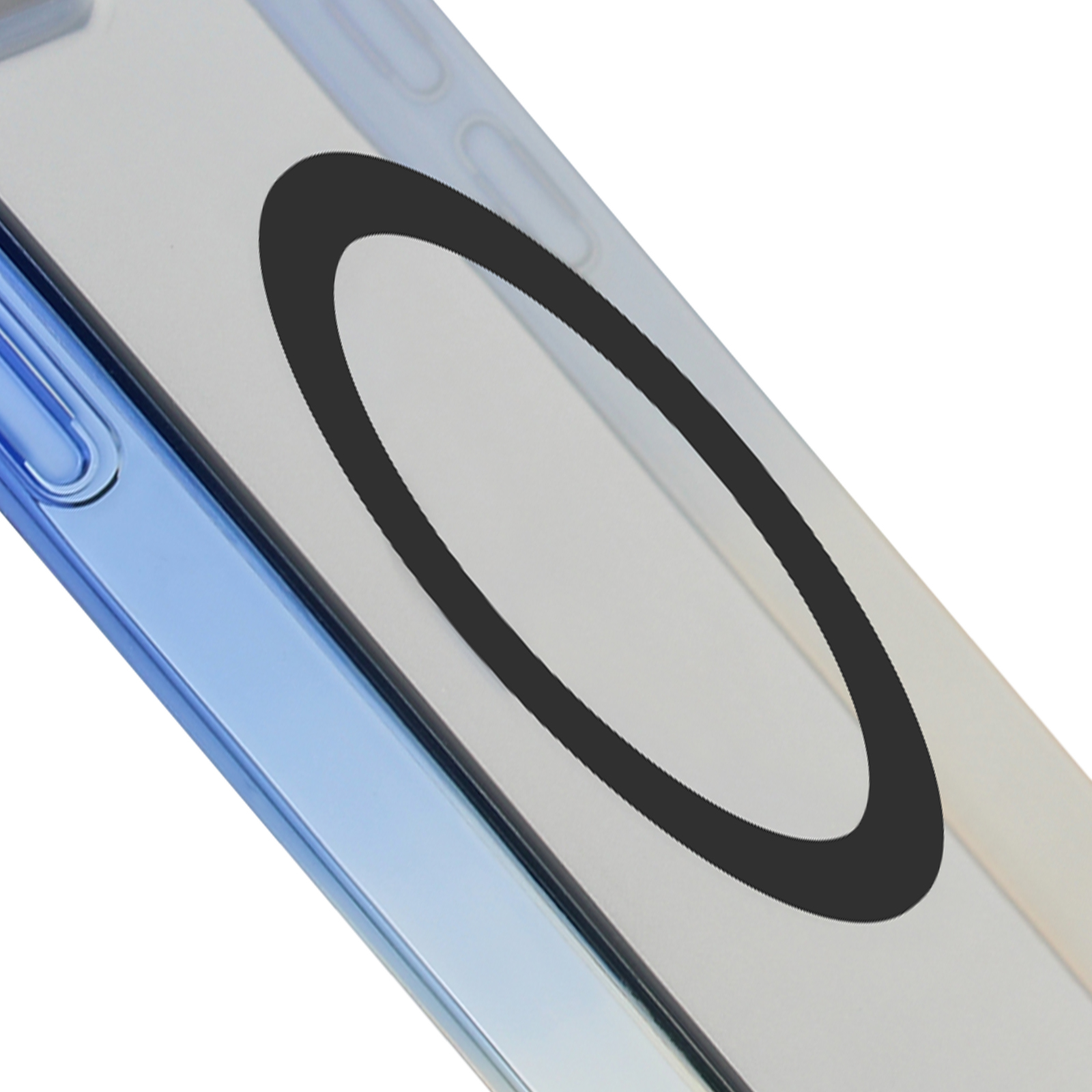Custodia per telefono con forma ovale al centro.