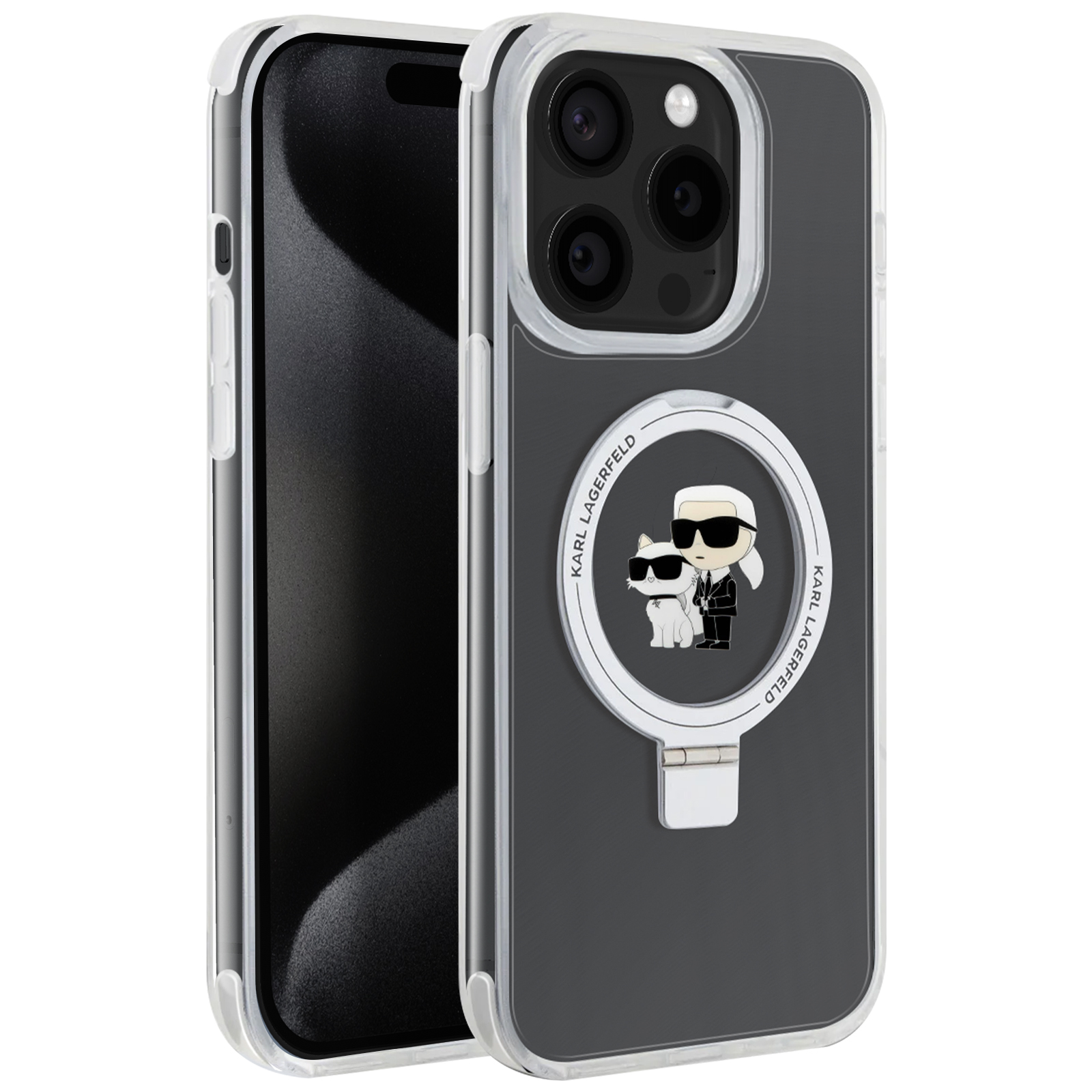 Custodia per telefono con design a cartoni animati, gatto bianco e Karl.