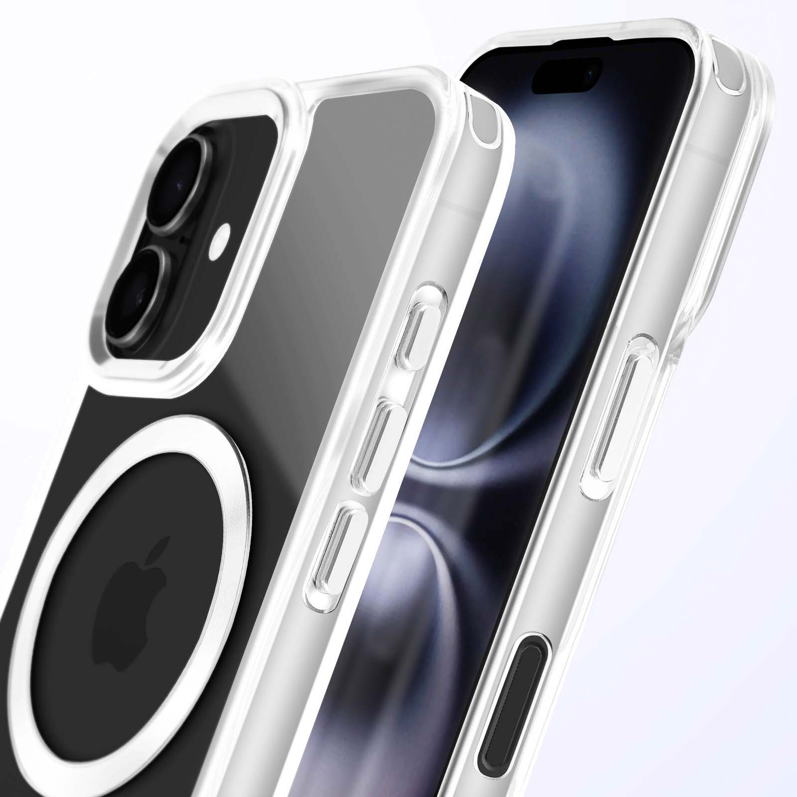 Custodia trasparente con logo Apple.