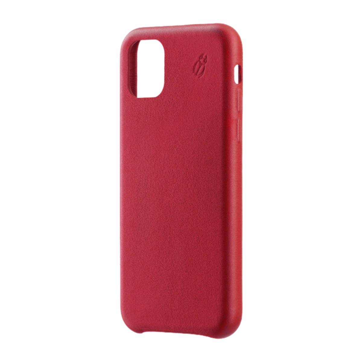 Custodia per telefono rossa. Copre i lati e il retro del telefono. La custodia è semplice.