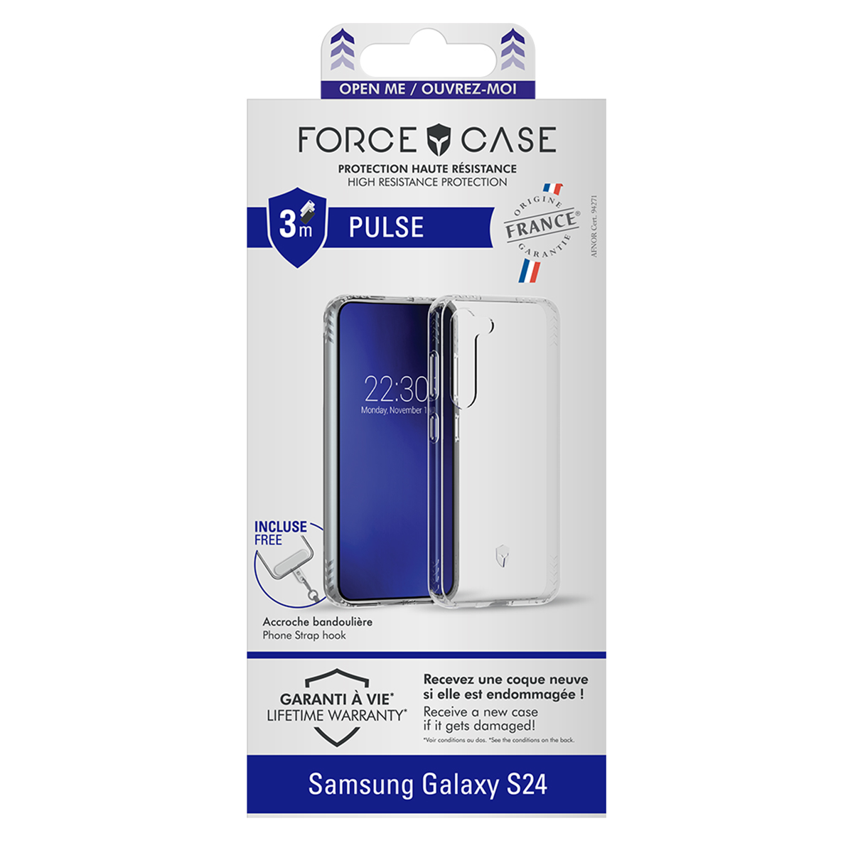 Confezione di custodie per telefono con custodia trasparente e gancio per cinturino. Samsung Galaxy S24.