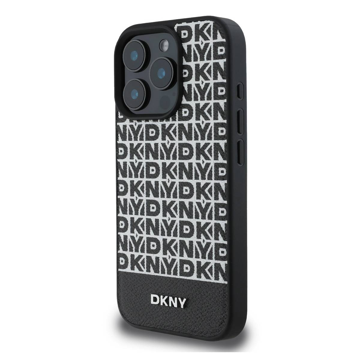 Custodia nera con motivo logo DKNY.