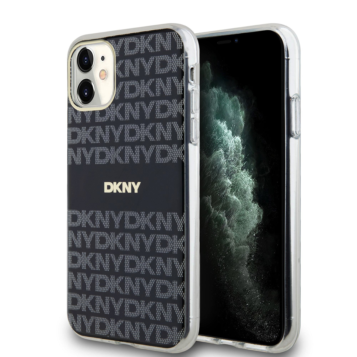 Custodia per telefono con motivo DKNY e logo DKNY.