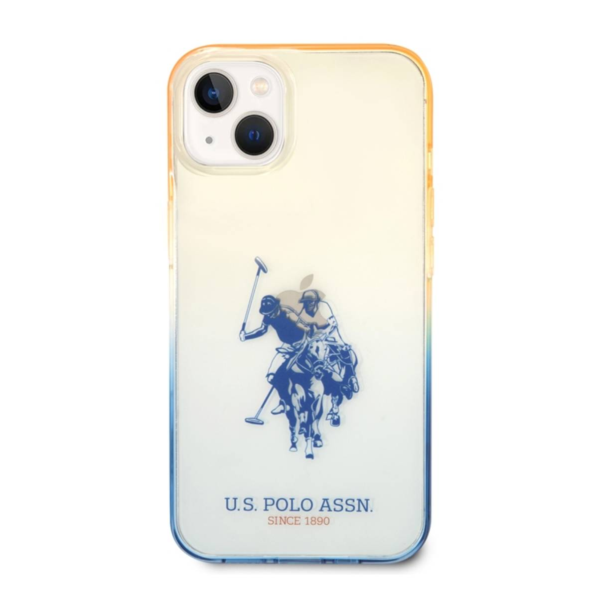 Handyhülle mit U.S. Polo Assn. Design, Polospieler. Die Hülle liegt auf Weiß.