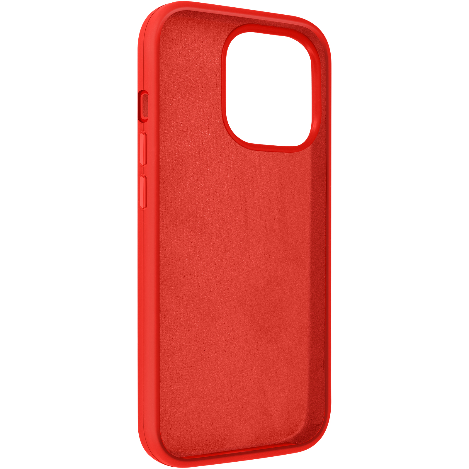 Custodia per telefono rossa, che mostra l'interno della custodia.