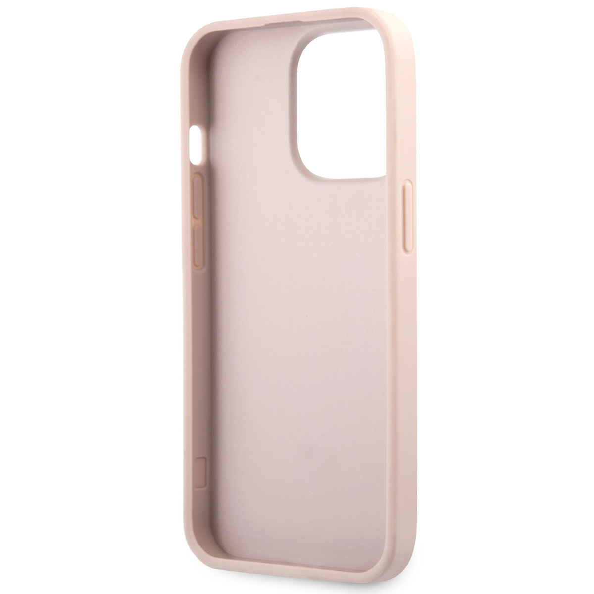 Una custodia per telefono rosa chiaro. La custodia ha un design semplice ed è nuova.