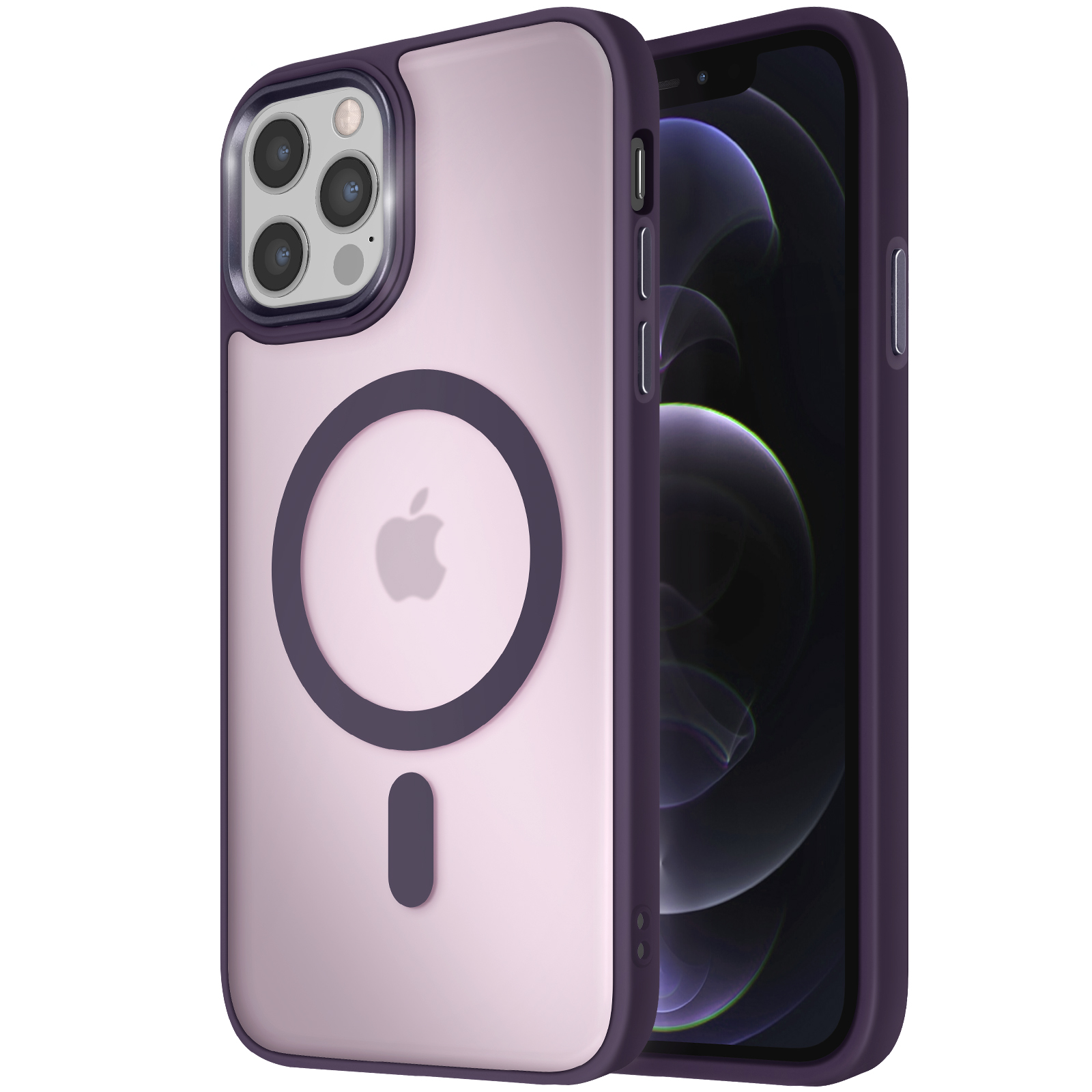 Una custodia per telefono con il telefono all'interno, e il logo Apple è visibile.