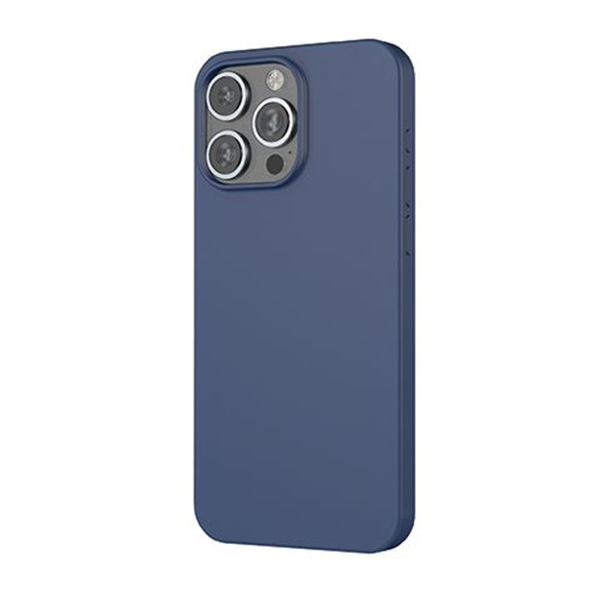 Custodia blu per iPhone. La custodia copre la parte posteriore e i lati del telefono.