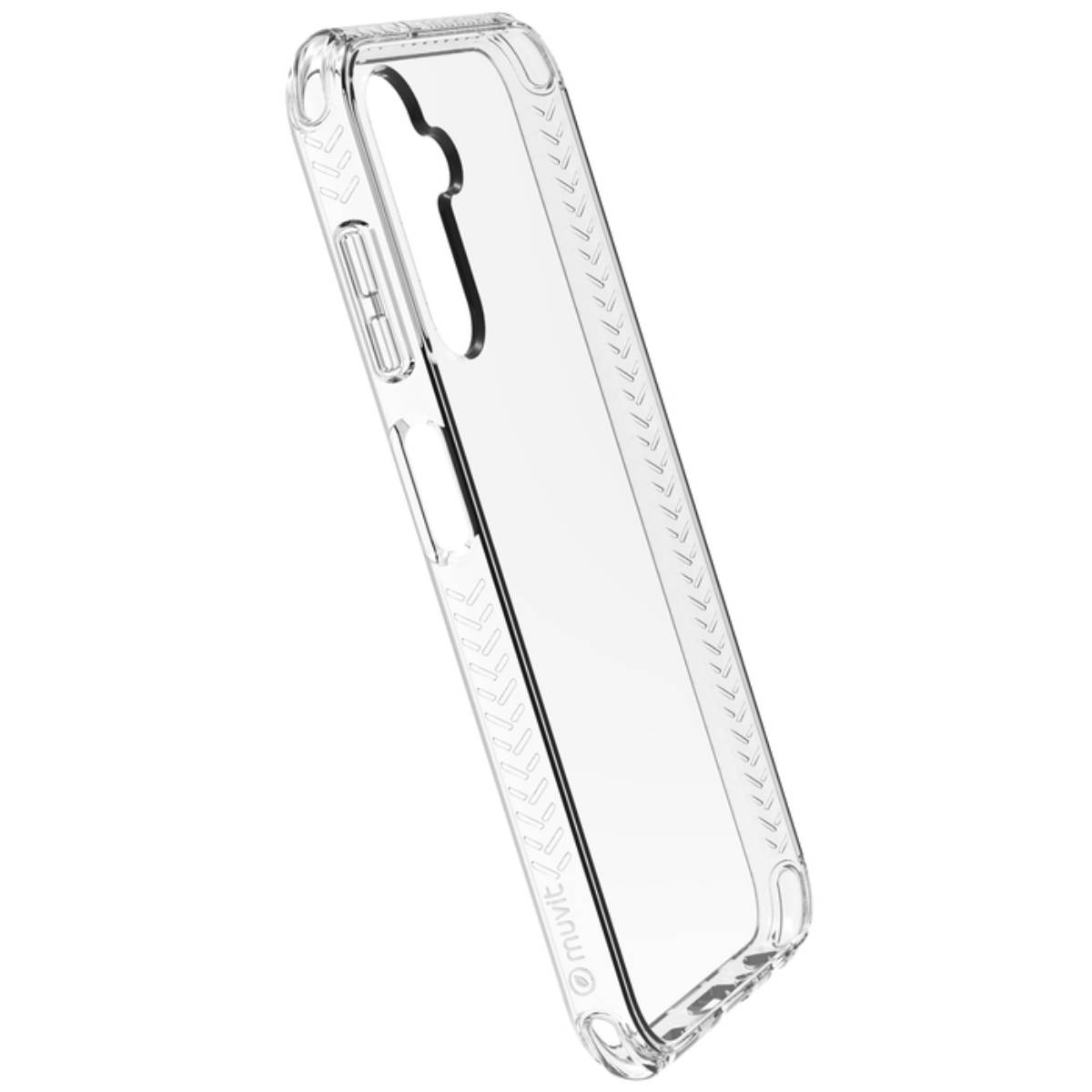 Custodia trasparente per telefono con un design elegante, con un telefono all'interno.