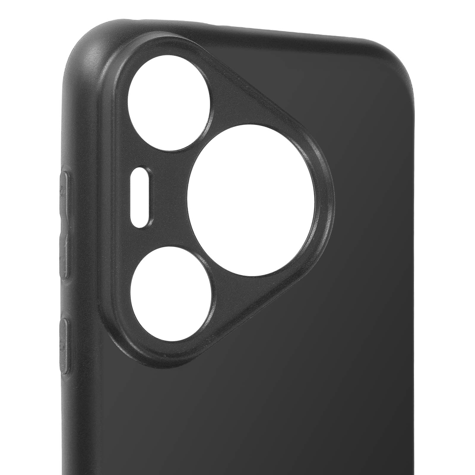 Custodia nera con fori per la fotocamera.