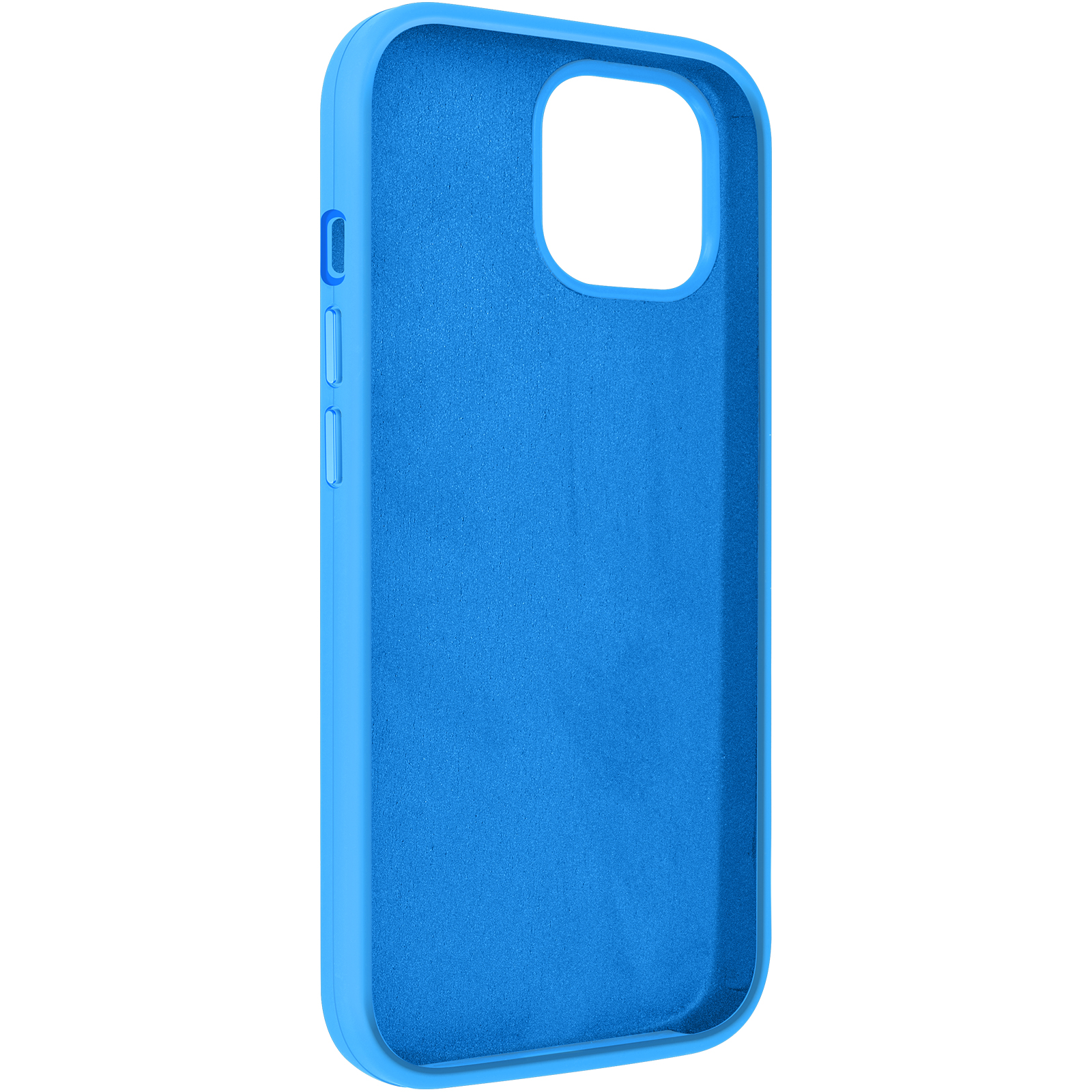 Custodia blu per telefono, vista interna. Design pulito e semplice.