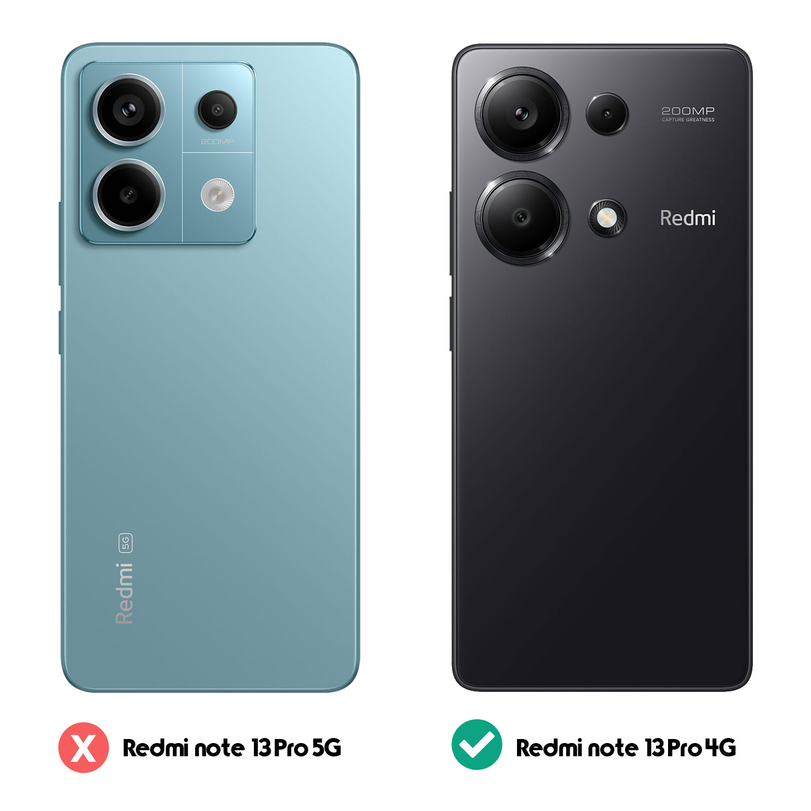 Confronto tra due telefoni: uno blu errato, uno nero corretto.