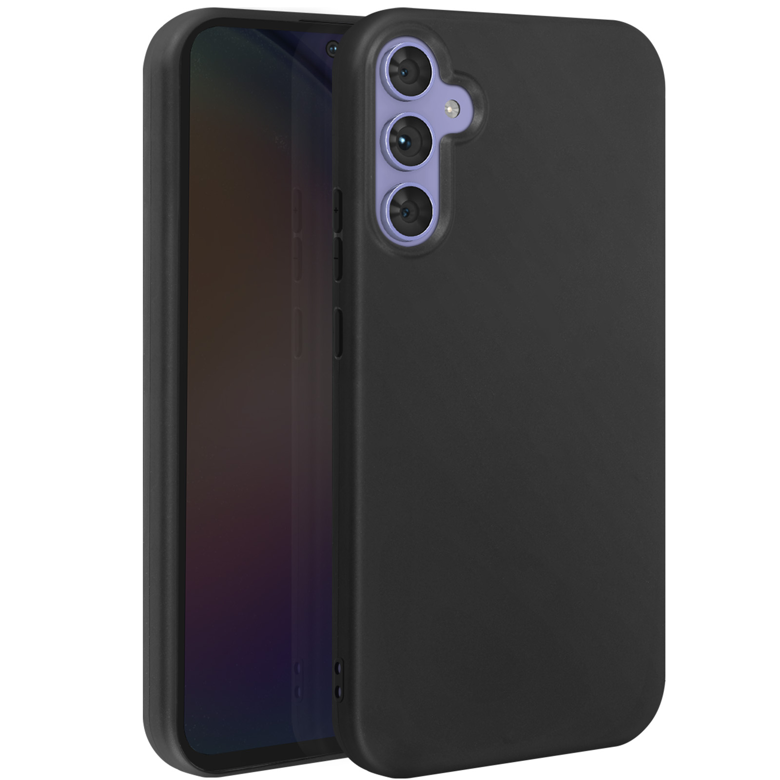 Custodia nera per telefono su un telefono. Il telefono è aperto e lo schermo è visibile.