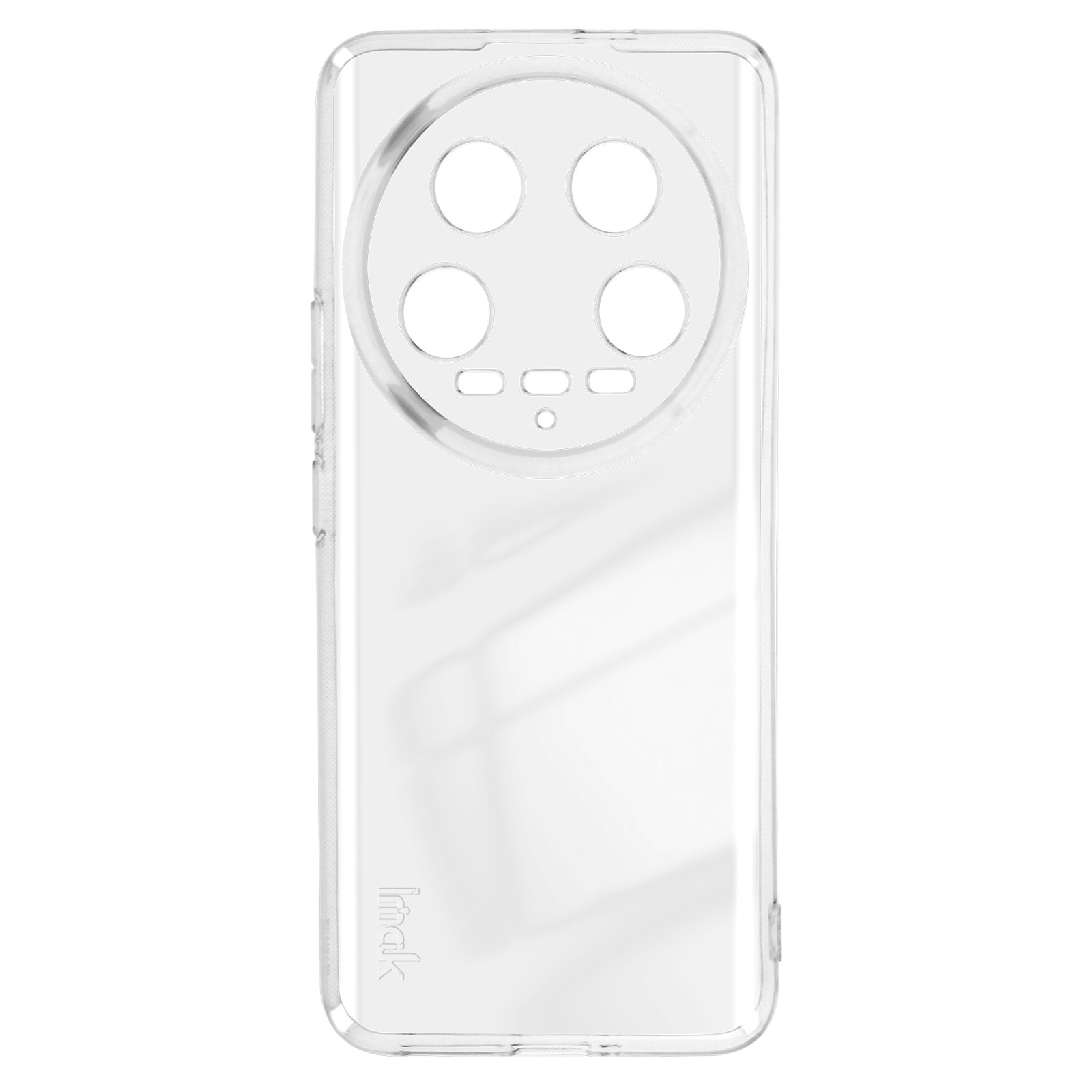Custodia trasparente per telefono con fori fotocamera. Plastica trasparente.