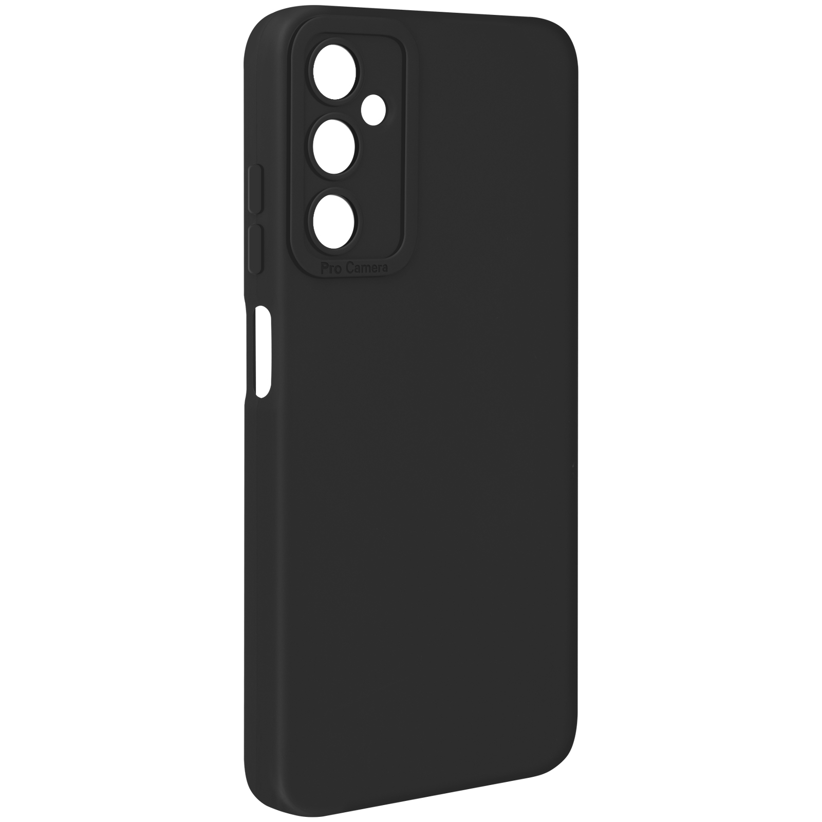 Custodia per telefono nera con fori per la fotocamera. Le parole "Pro Camera" sono visibili.