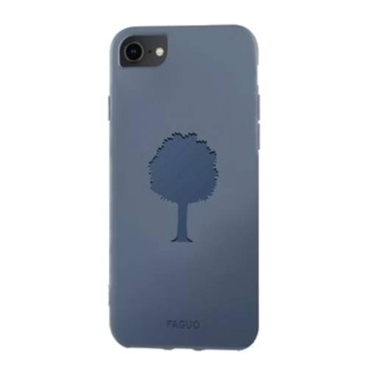 Custodia blu con design ad albero.