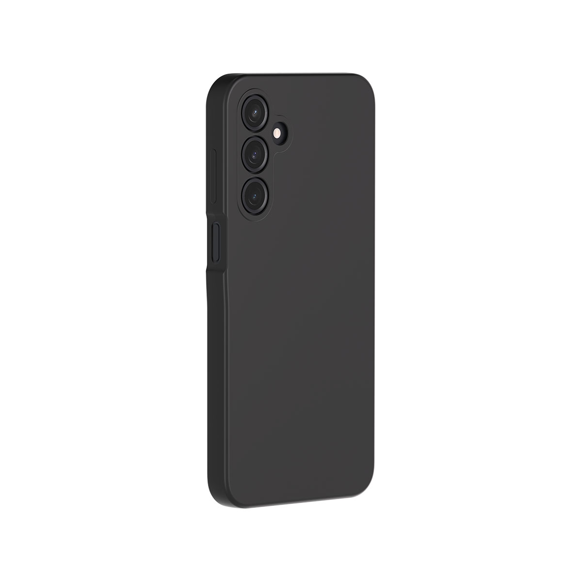 Una custodia per telefono nera con tre lenti della fotocamera.