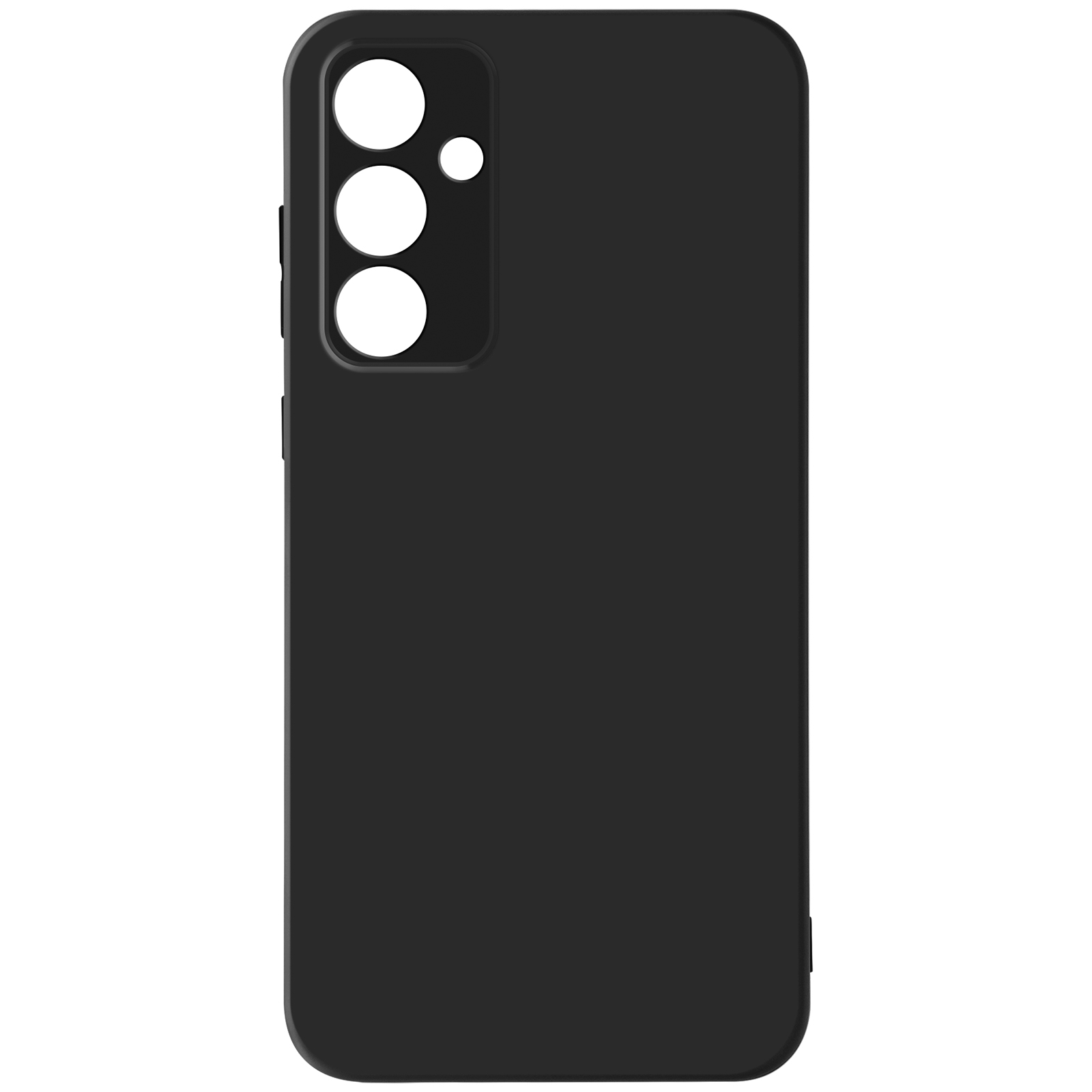 Custodia nera per telefono con ritagli per la fotocamera.