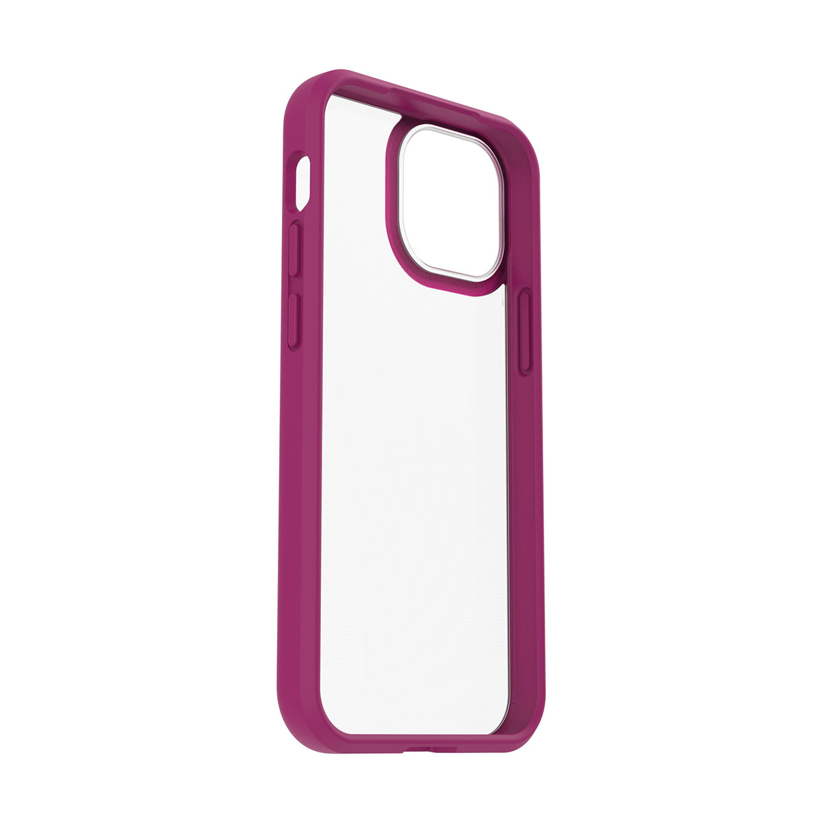 Custodia trasparente per telefono con cornice rosa.