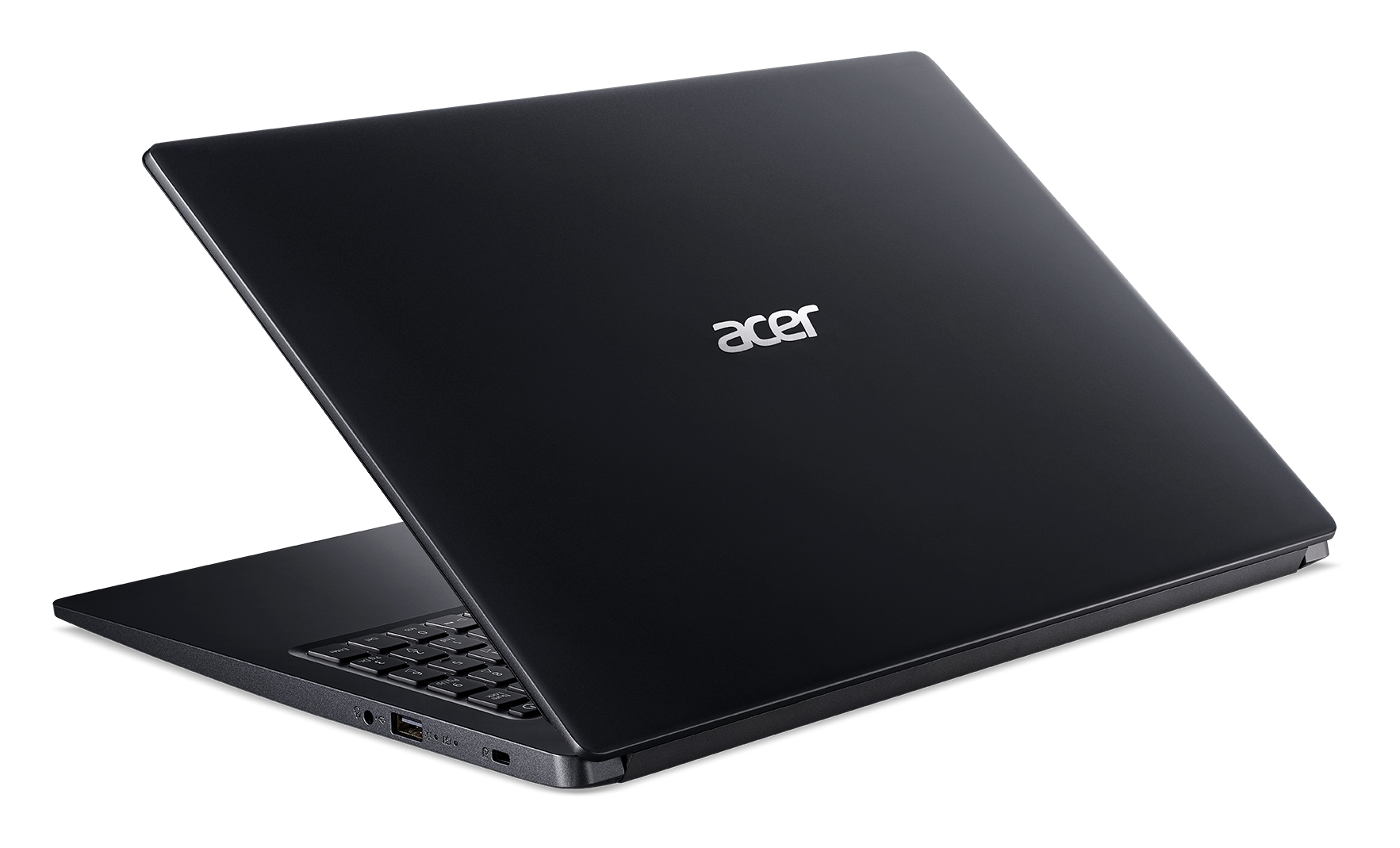 Laptop nero con il logo Acer visibile sul retro.