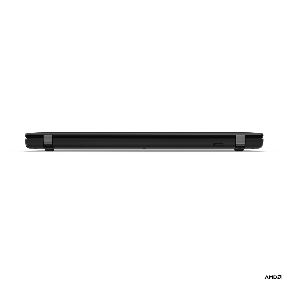 Profilo laterale di un laptop nero.