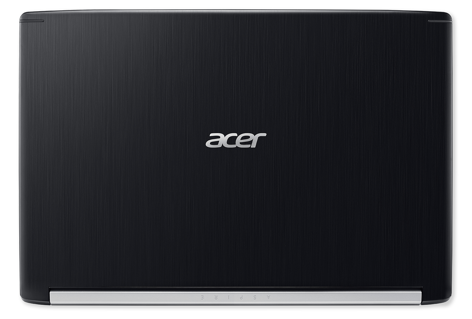 Retro di un laptop nero con testo 'acer' e 'aspire'.