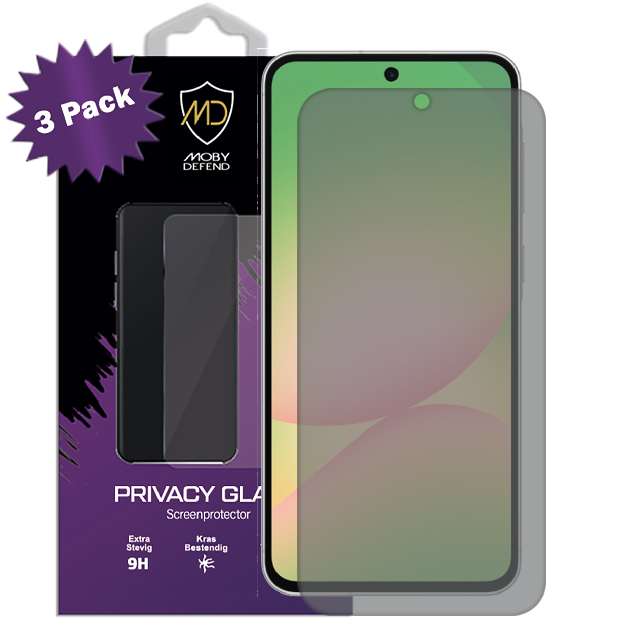 Lot de 3 protections d'écran en verre de confidentialité Moby Defend.