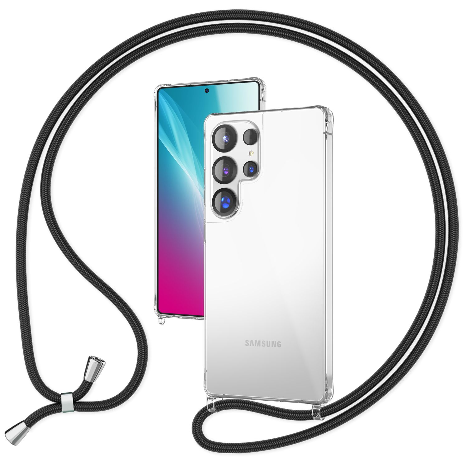 NALIA Hangit Klare Harte Hlle mit Band zum Umhngen, Umhngetasche, Samsung,  Galaxy S25 Ultra, Mitternacht Schwarz | MediaMarkt
