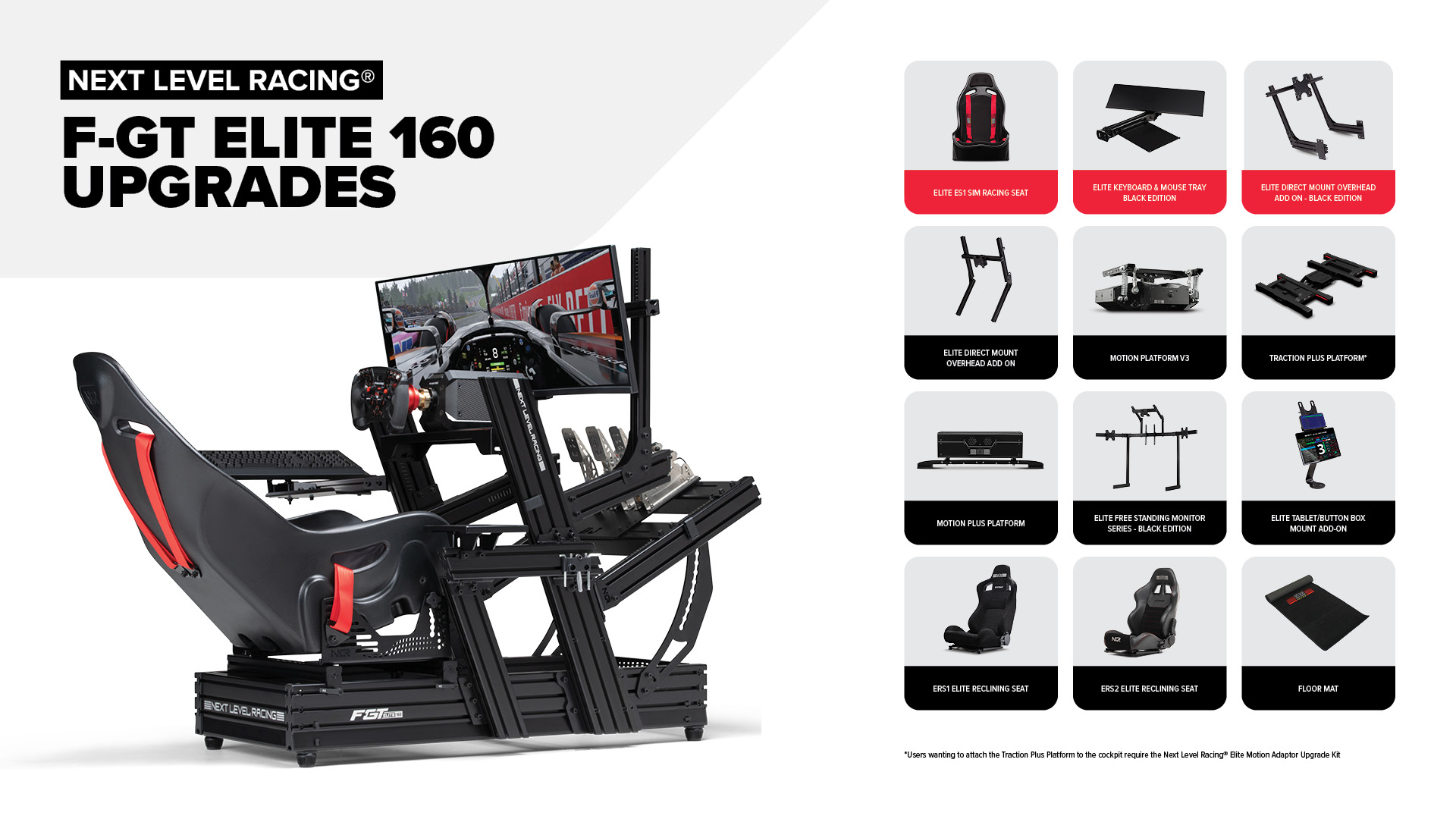 Cockpit - NEXT LEVEL RACING F-GT Elite 160 Wheel Plate Edition, Negro