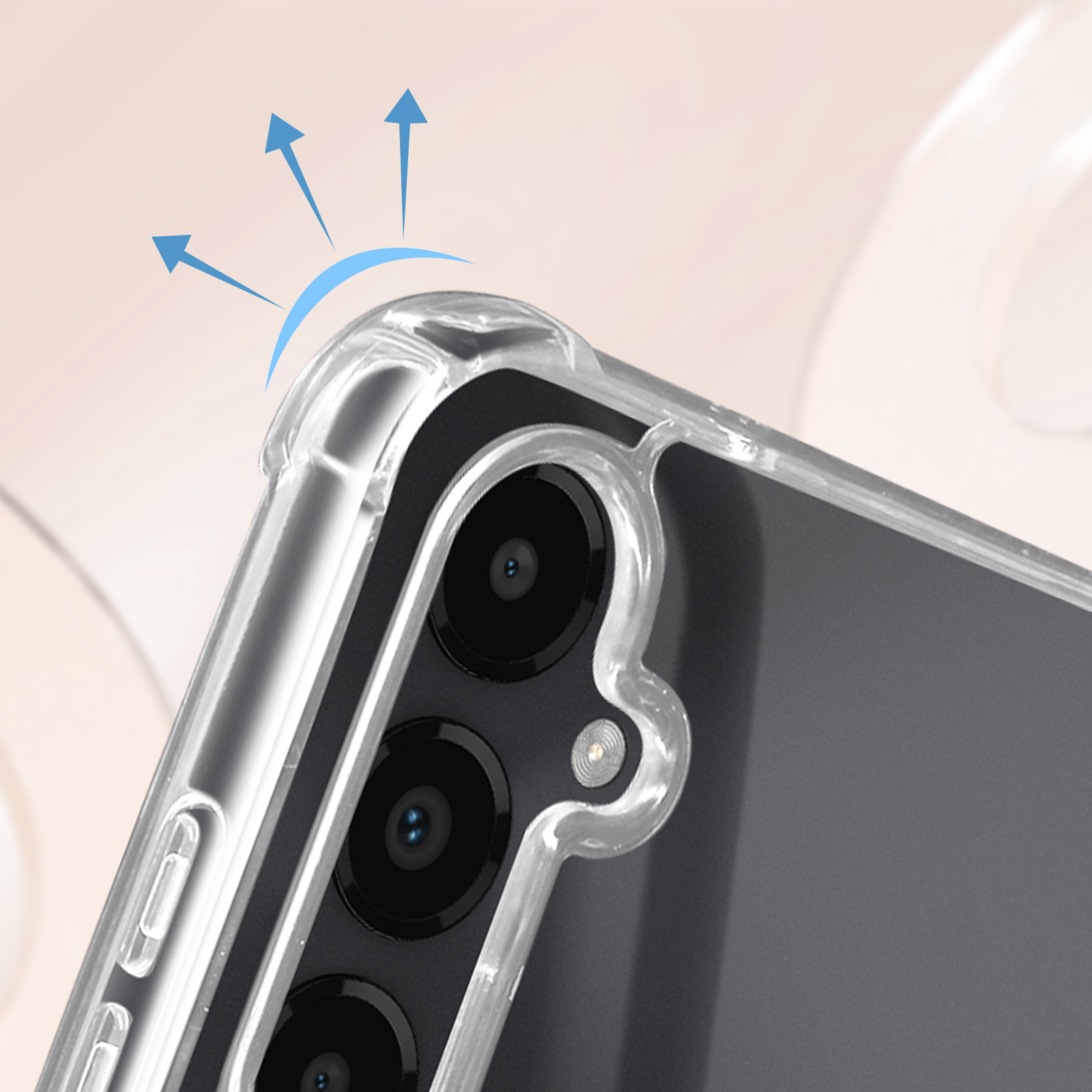 Un telefono con frecce che puntano verso l'area della fotocamera.