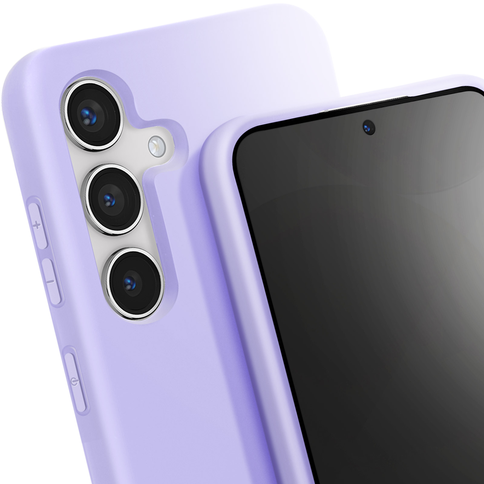Due custodie viola per telefono con fotocamere.